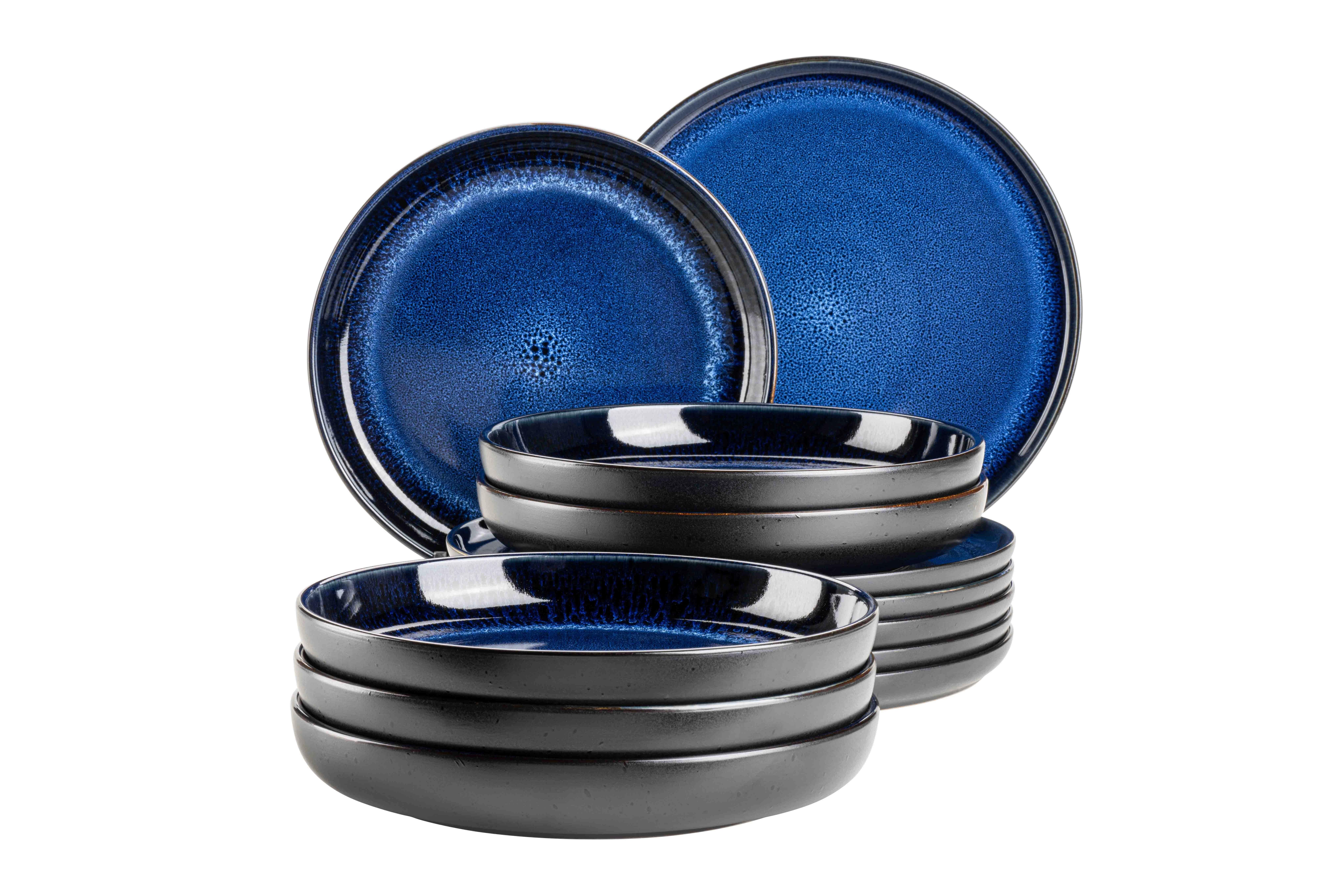Tafelservice Niara - Blau/Schwarz, Basics, Keramik - Mäser