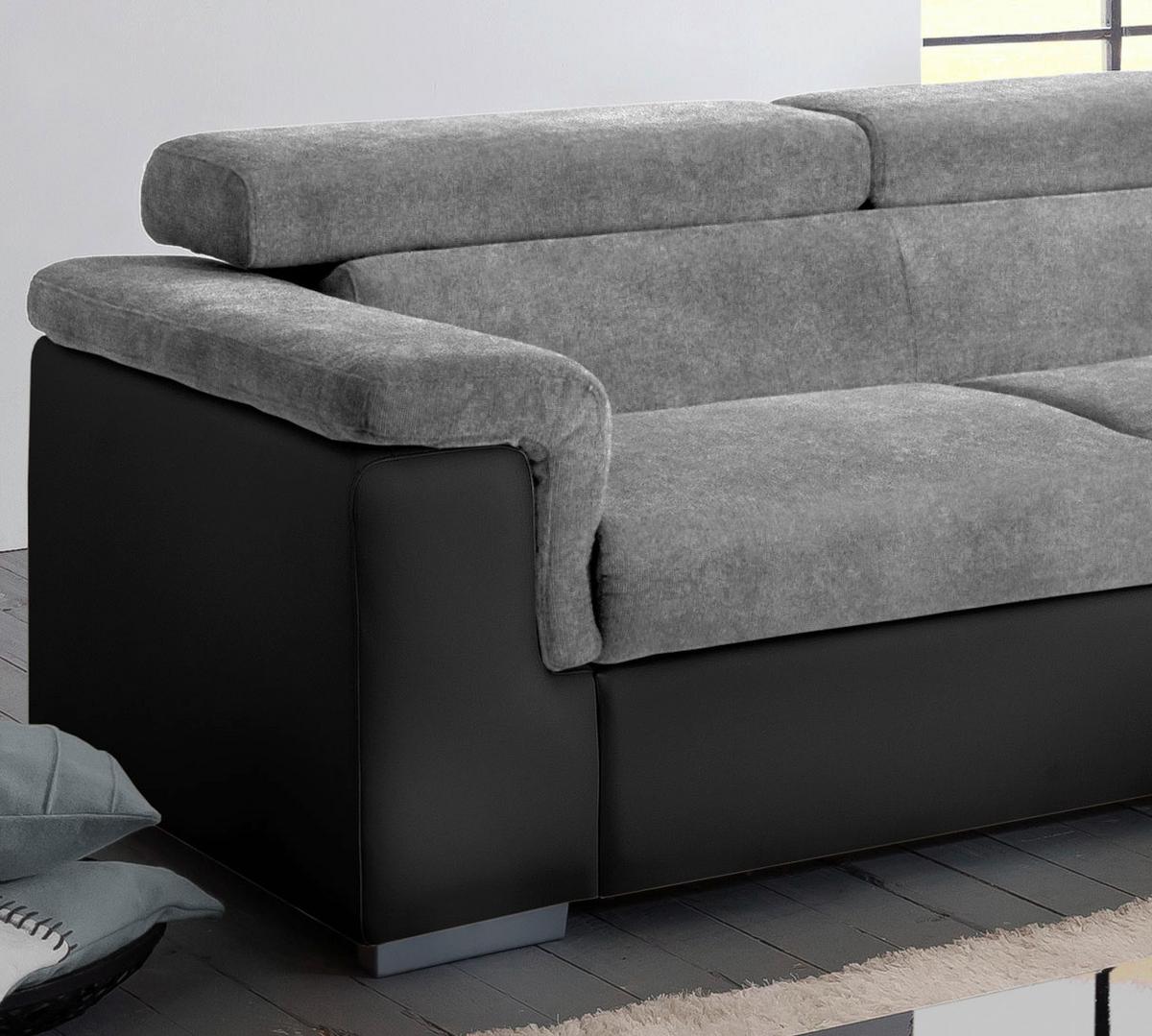 Wohnlandschaft Milla Grau/Schwarz ca. 252x217 cm - Schwarz/Grau, Basics, Holz/Textil (252/217cm) - MID.YOU