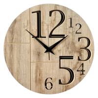 Wanduhr CL-12388 Schwarz/Eichefarben - Eichefarben/Schwarz, Basics, Holz/Kunststoff (57cm)
