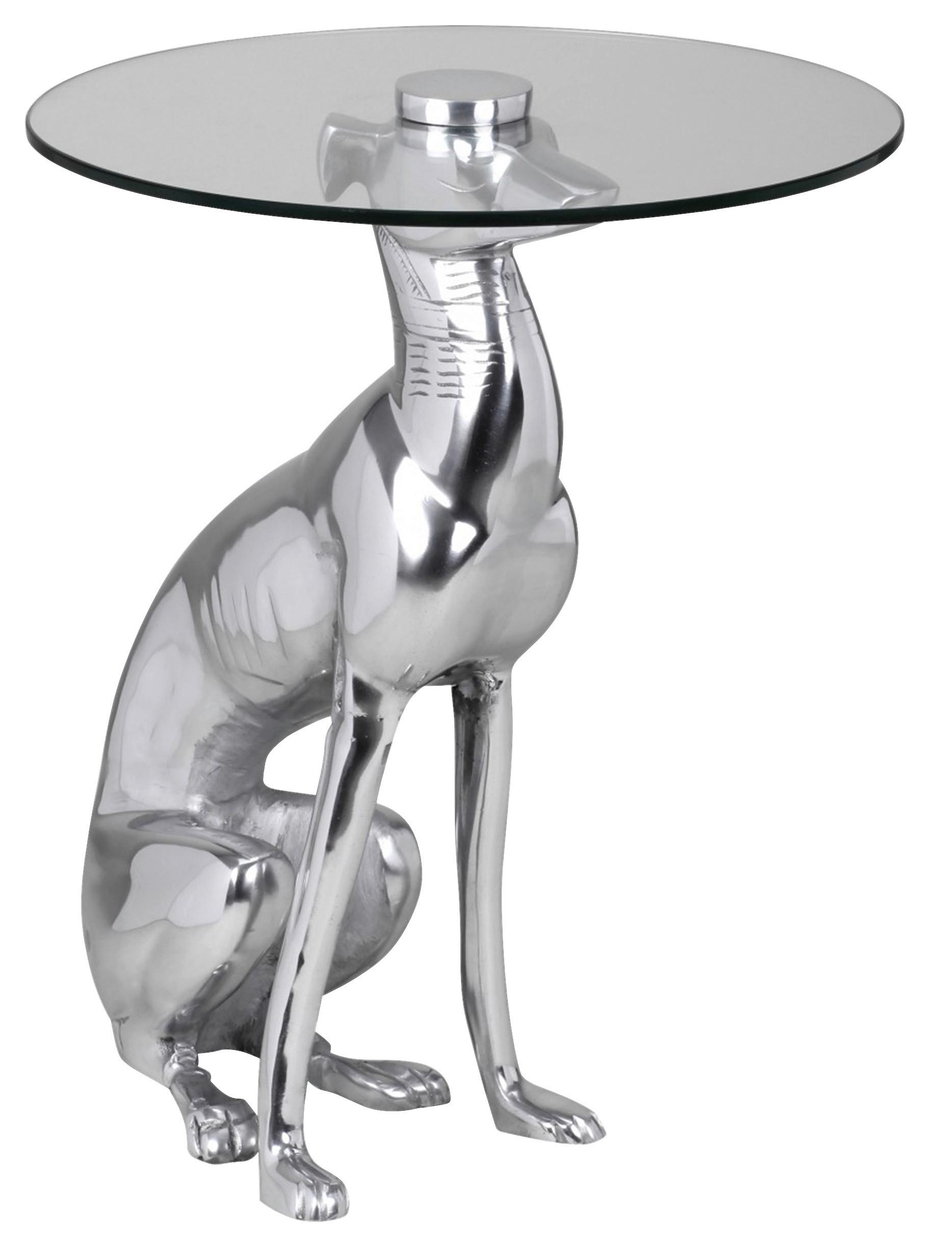 Beistelltisch Dog ca. 40x50 cm Silberfarben - Silberfarben, MODERN, Glas/Metall (40/40/50cm) - MID.YOU