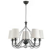 Kronleuchter Loris nero Creme/Schwarz max. 6 Watt - Creme/Schwarz, KONVENTIONELL, Textil/Metall (65/65/130cm)