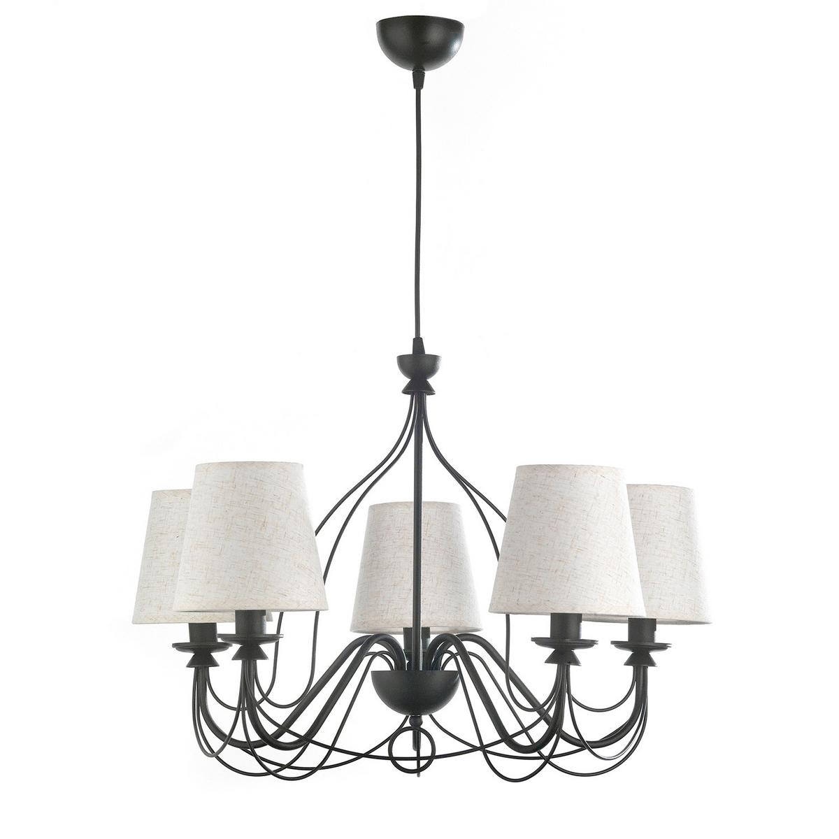 Kronleuchter Loris nero Creme/Schwarz max. 6 Watt - Creme/Schwarz, KONVENTIONELL, Textil/Metall (65/65/130cm)