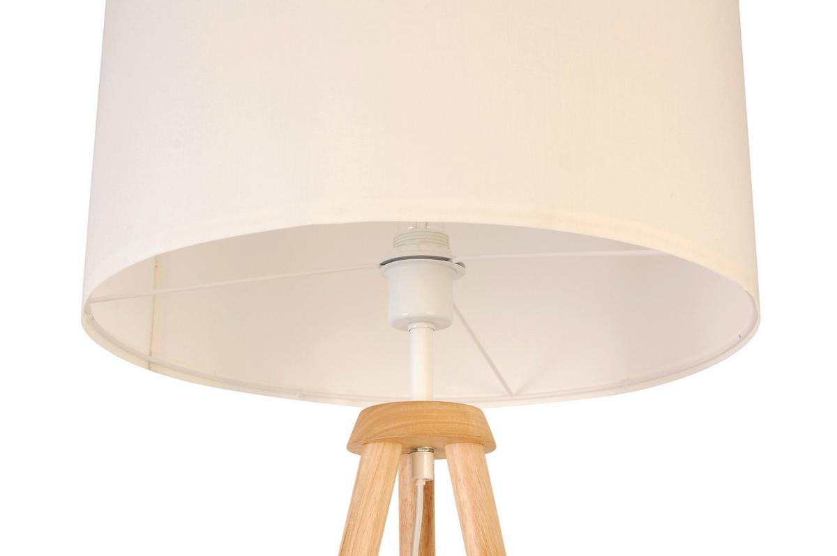 LAMPA STOJĄCA WOOD - kolor orzechowy/biały, Trend, tworzywo sztuczne/tkanina (45/153cm) - Novel