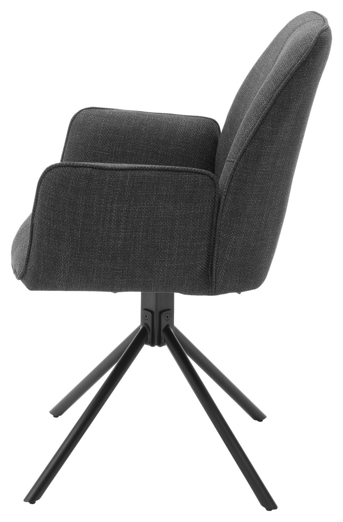 KRZESŁO Z PODŁOKIETNIKAMI PEMBA - antracytowy/czarny, Design, metal/tkanina (59/87/61cm) - Carryhome