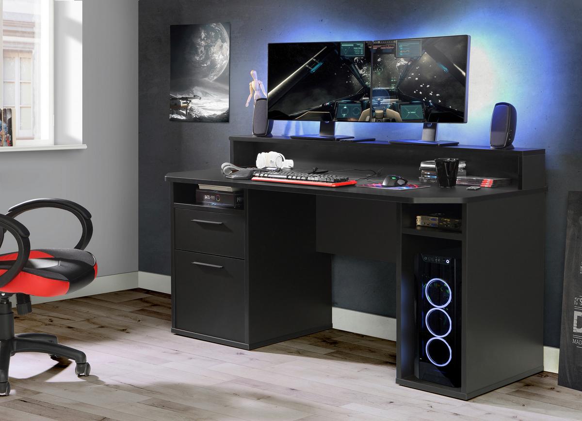 Gaming Miza Tezaur, Črna - črna, Moderno, kovina/umetna masa (160/72/91cm) - MID.YOU