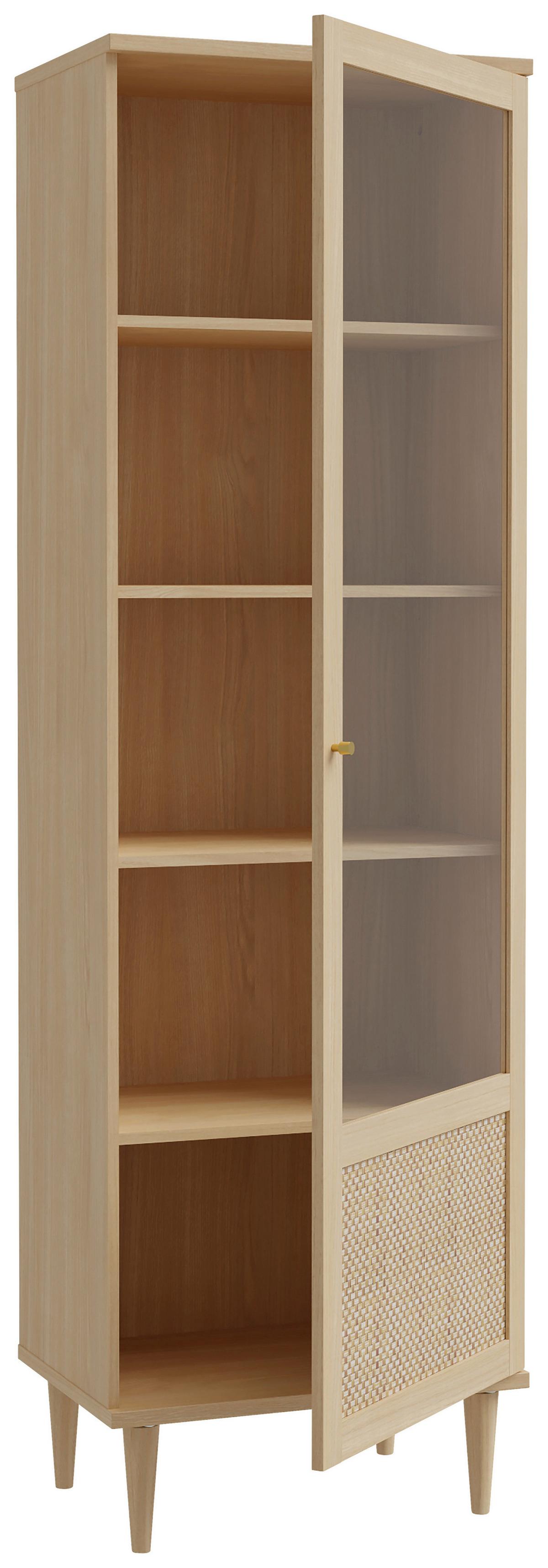 Vitrine Calasetta Eichefarben/Beige - Eichefarben/Beige, Natur, Glas/Holzwerkstoff (60,4/198,5/41,4cm) - Premium Living