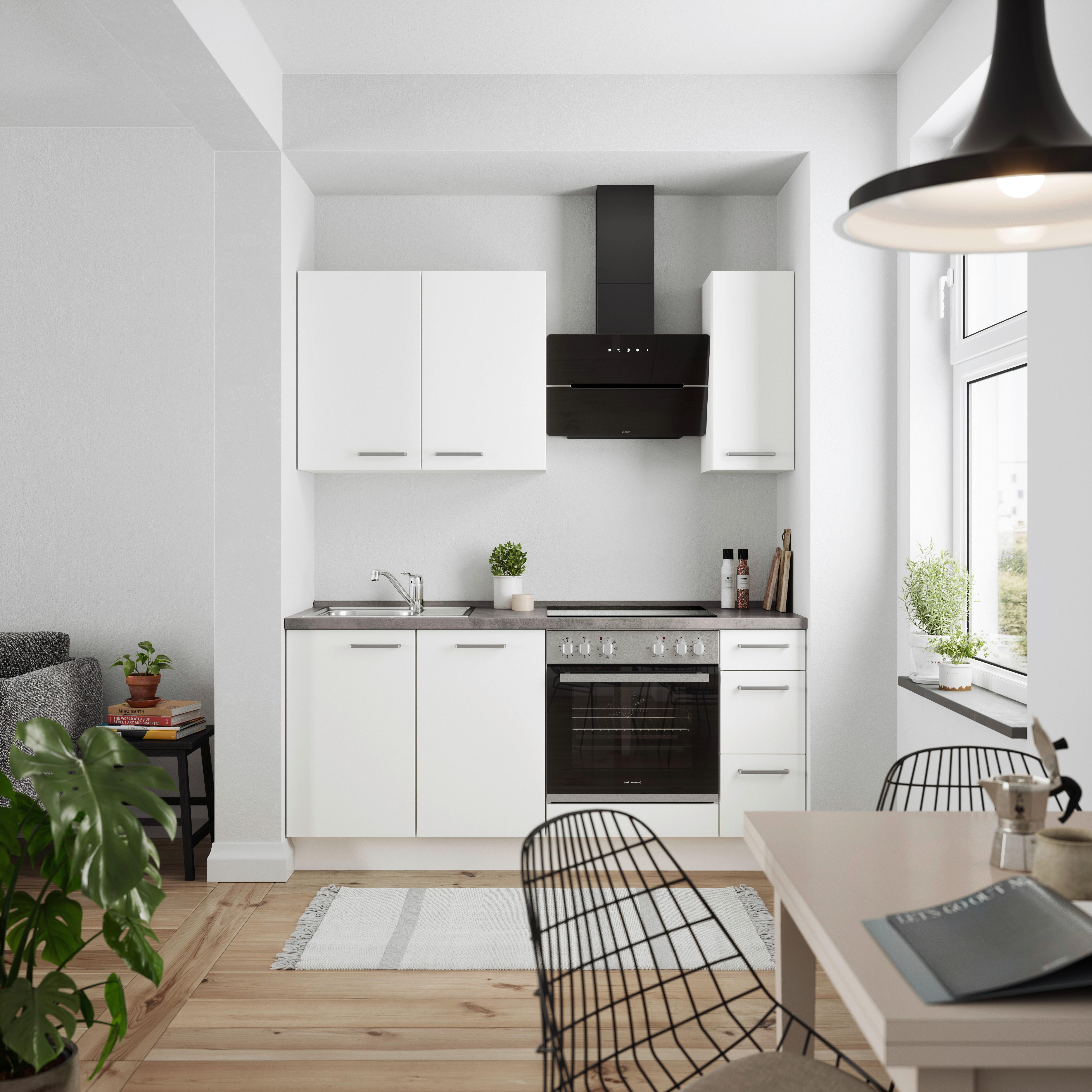 Küchenleerblock Touch High o. Geräte Weiß - Edelstahlfarben/Weiß, MODERN, Holzwerkstoff/Metall (180cm) - Nobilia