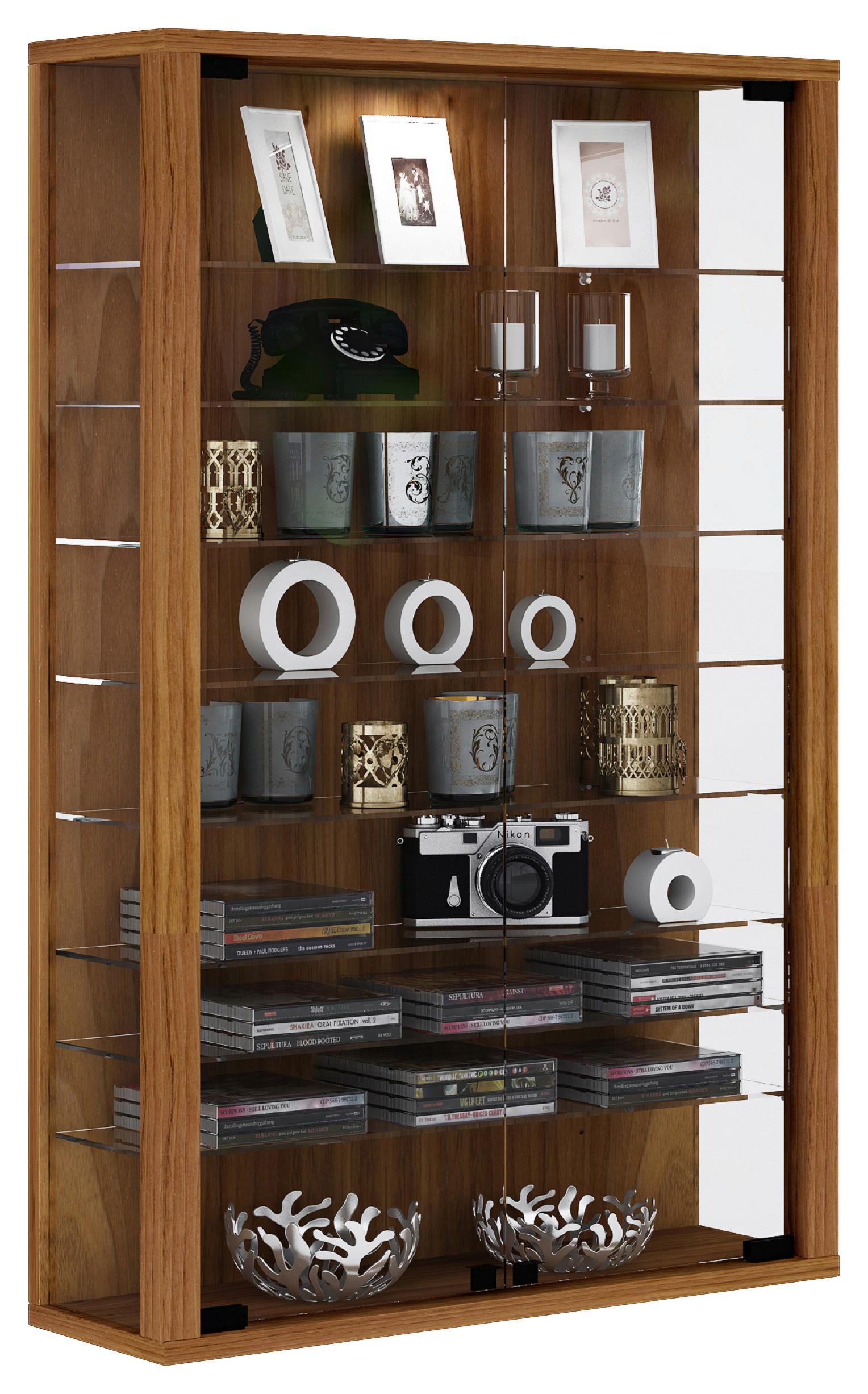 VITRINE VITROSA MINI - Nussbaumfarben/Schwarz, Design, Glas/Holzwerkstoff (59/91/18cm) - MID.YOU