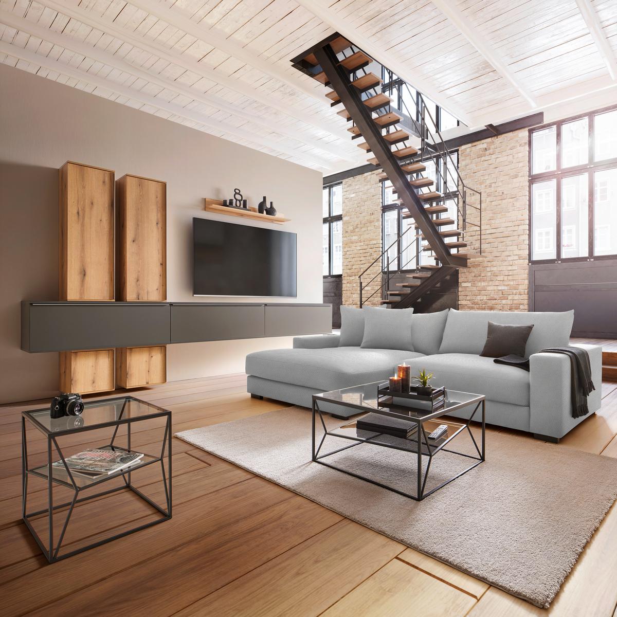 Ecksofa Pedro Hellgrau - Hellgrau, MODERN, Textil (180/83/265cm) - Mömax
