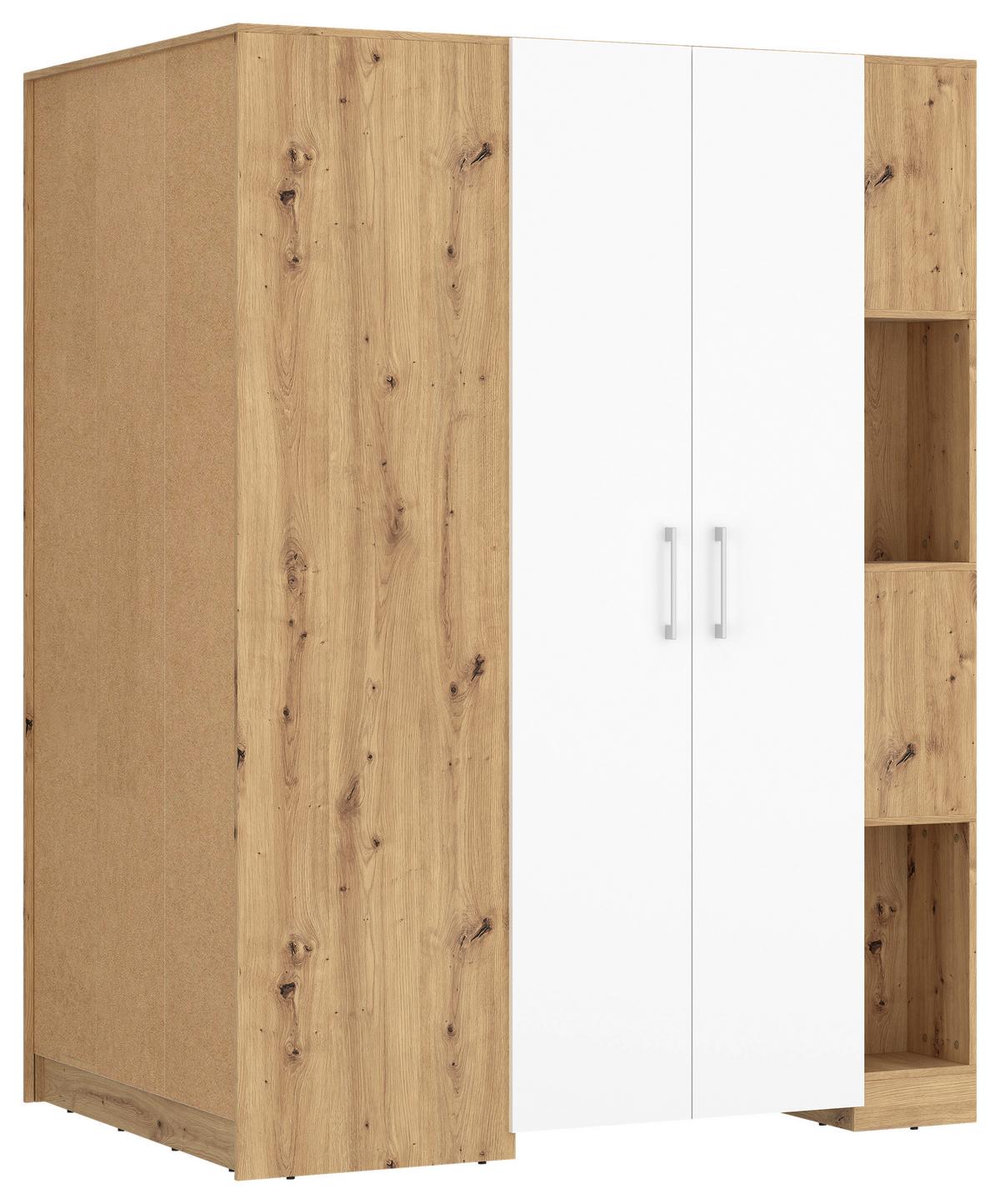 Ormar Kutni Box - bijela/hrast Artisan, Moderno, drvni materijal (150/205/120cm) - Modern Living