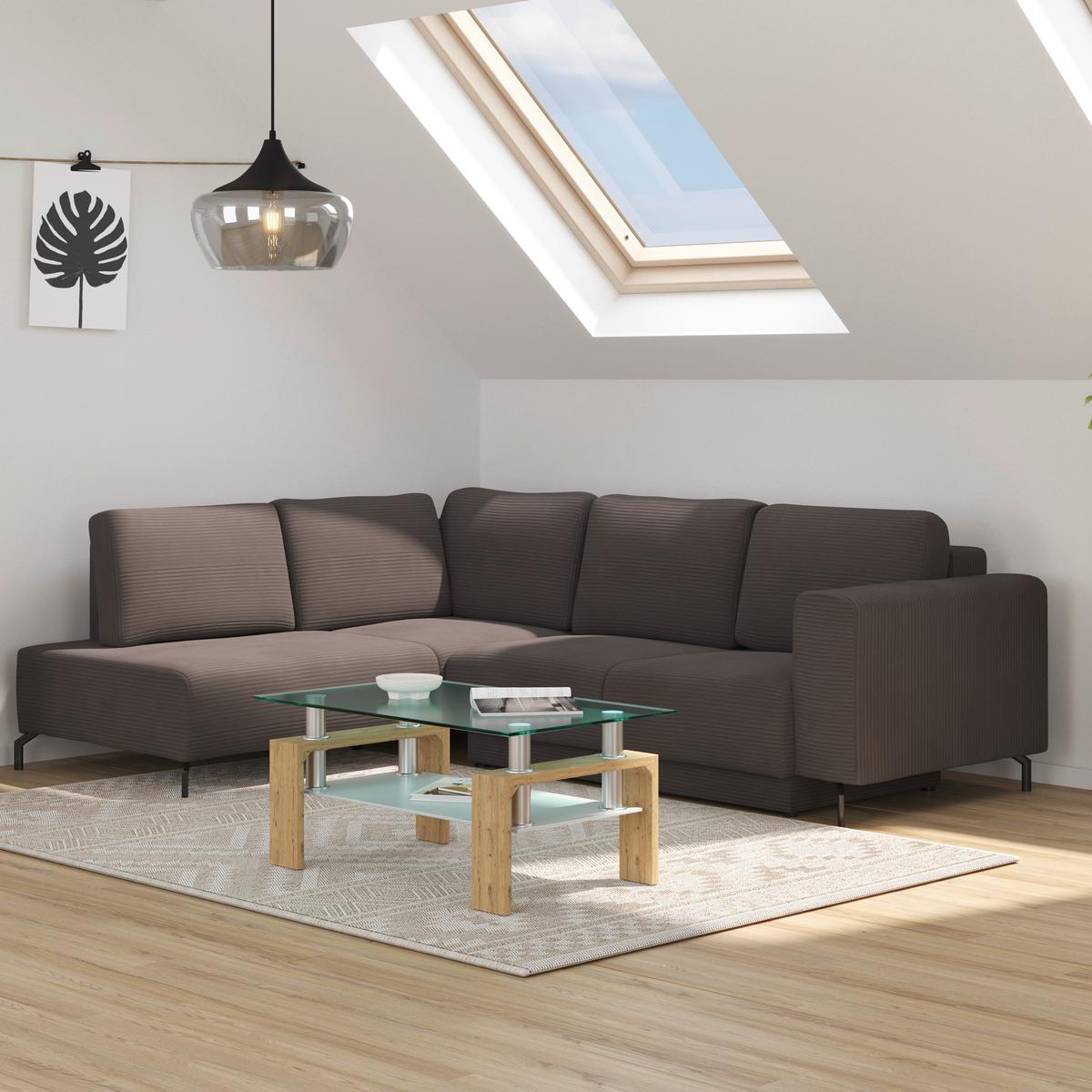 Kutna Garnitura Veni - smeđa/crna, Moderno, tekstil (210/272cm) - Modern Living