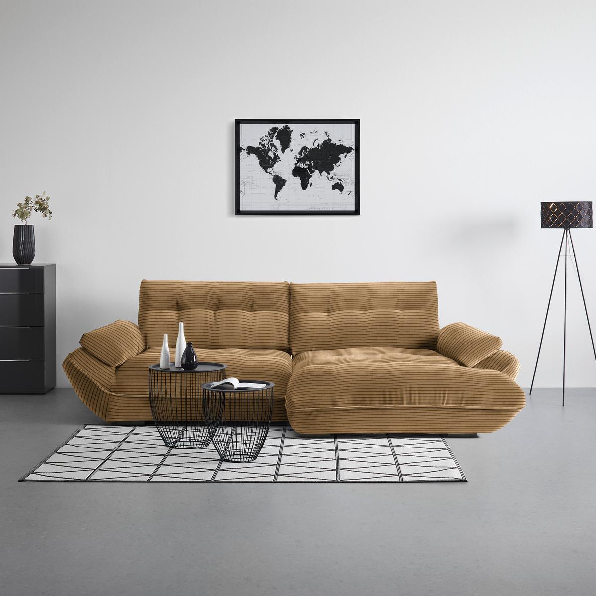 Wohnlandschaft Vivo Sandfarben - Sandfarben/Schwarz, Modern, Kunststoff/Textil (317/63/179cm) - Premium Living