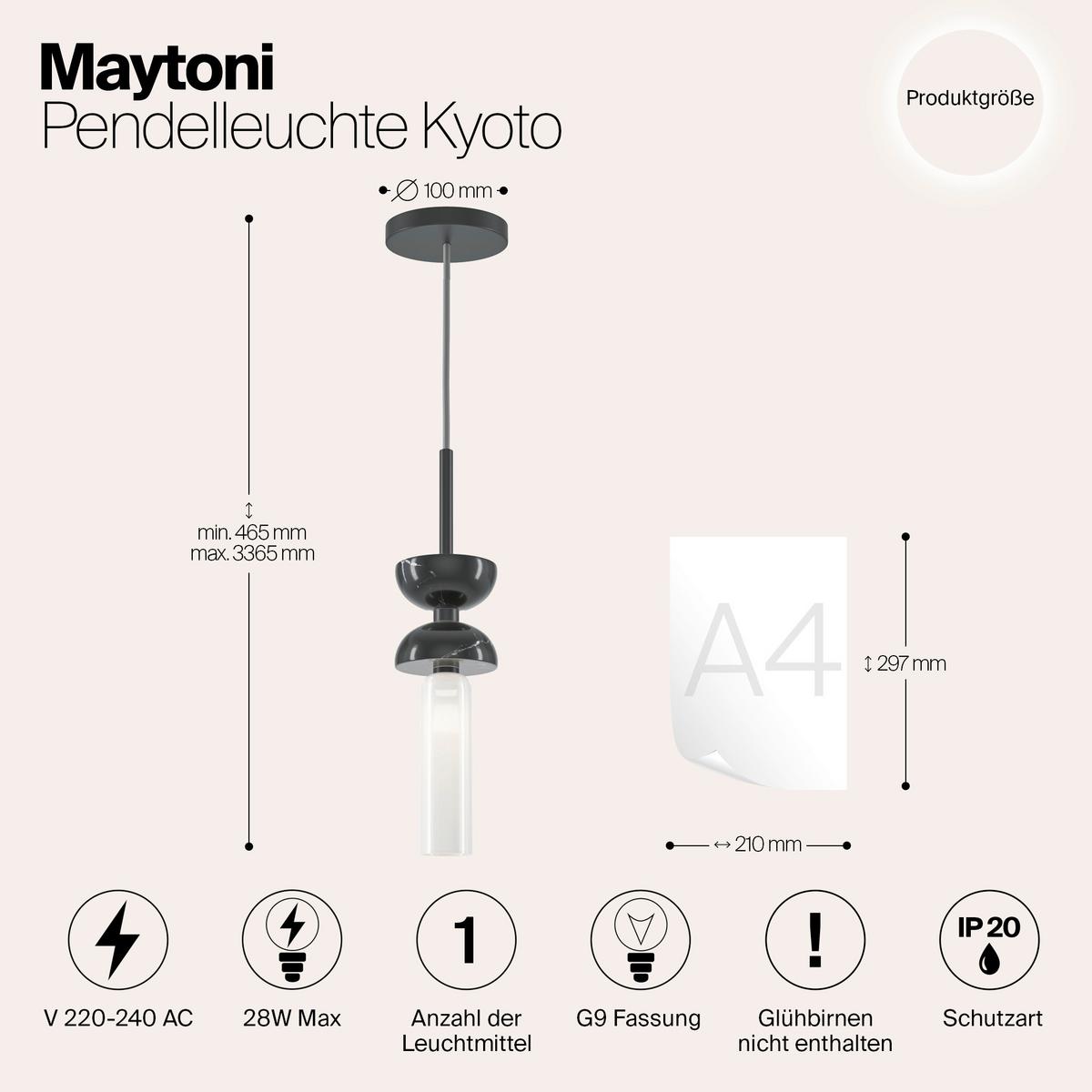 Pendelleuchte Mod178pl-01b - Weiss/Schwarz, Design, Stein/Metall (10/336.5cm) - MAYTONI