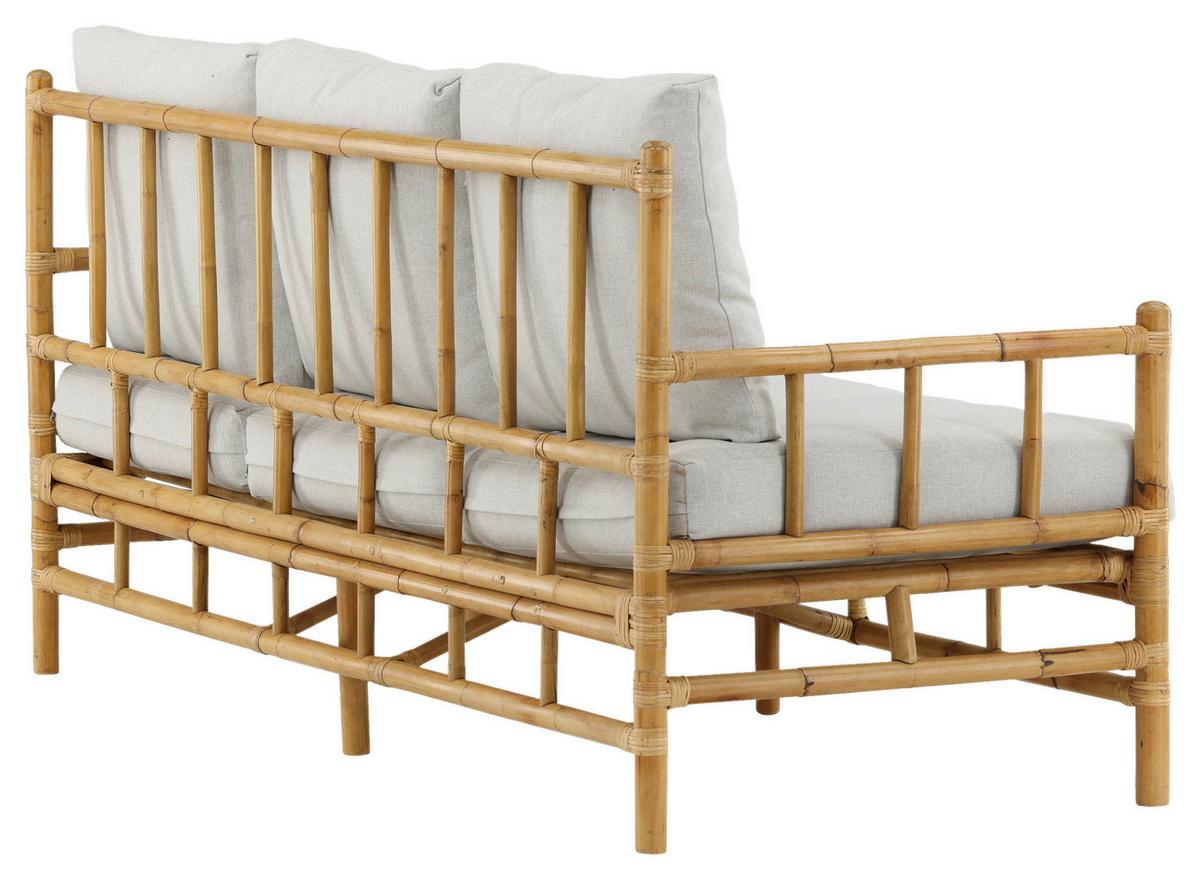 Loungesofa Cane Bambus Rattan ca. 180x77 cm - Hellbraun/Creme, KONVENTIONELL, Holz/Textil (180/88/77cm) - Gardenson