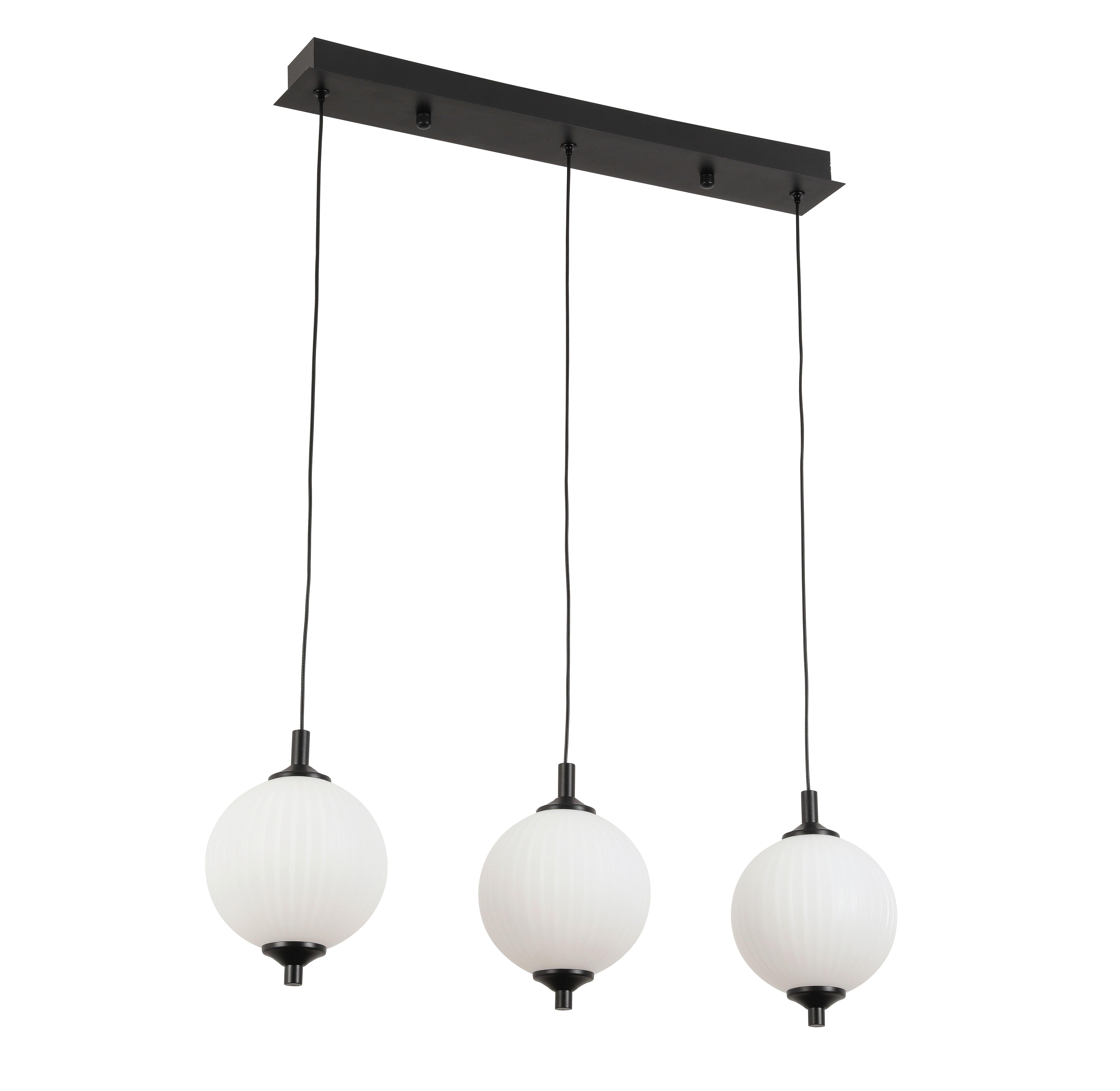 LED-Hängeleuchte Wilm in Schwarz/Weiß max. 3x8 Watt - Schwarz/Weiß, MODERN, Kunststoff/Metall (65/15/120cm) - Modern Living