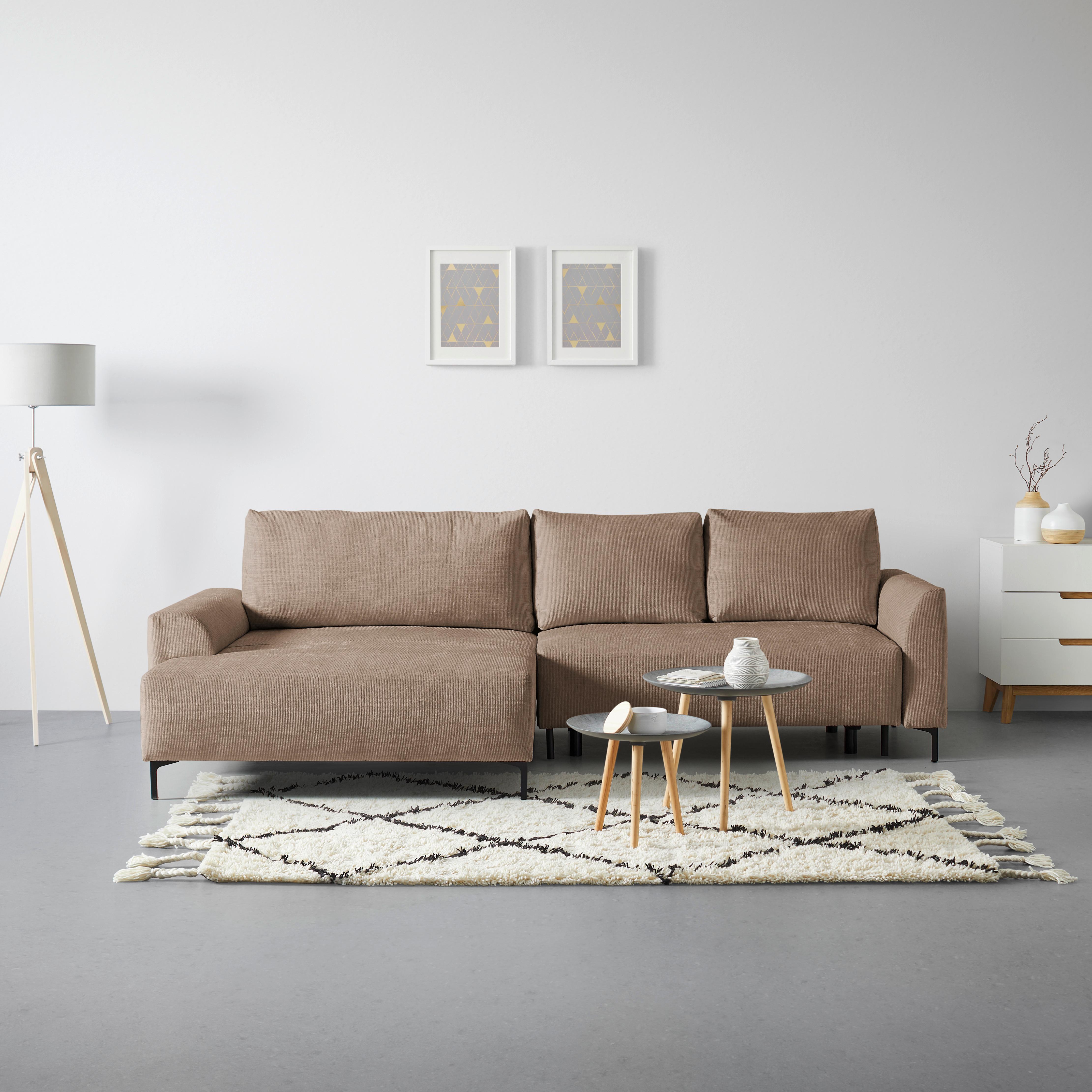 Ecksofa Integra Beige - Schwarz/Cappuccino, Textil/Metall (170/81-93/294cm) - Mömax
