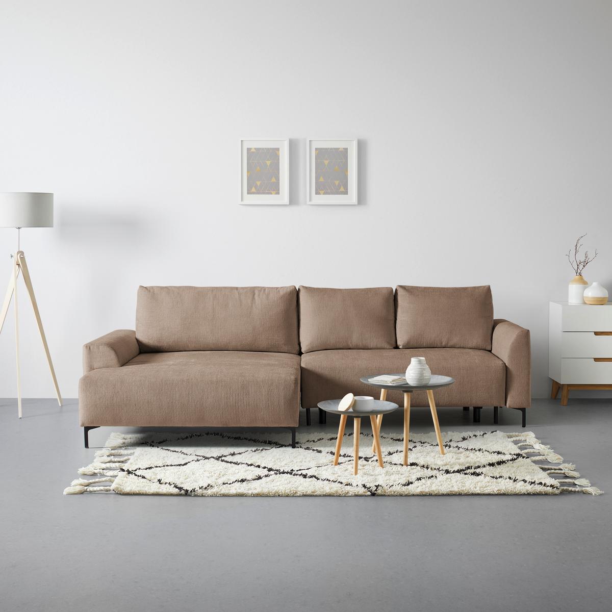 Ecksofa Integra Cappuccino - Schwarz/Cappuccino, Textil/Metall (170/81-93/294cm) - Mömax
