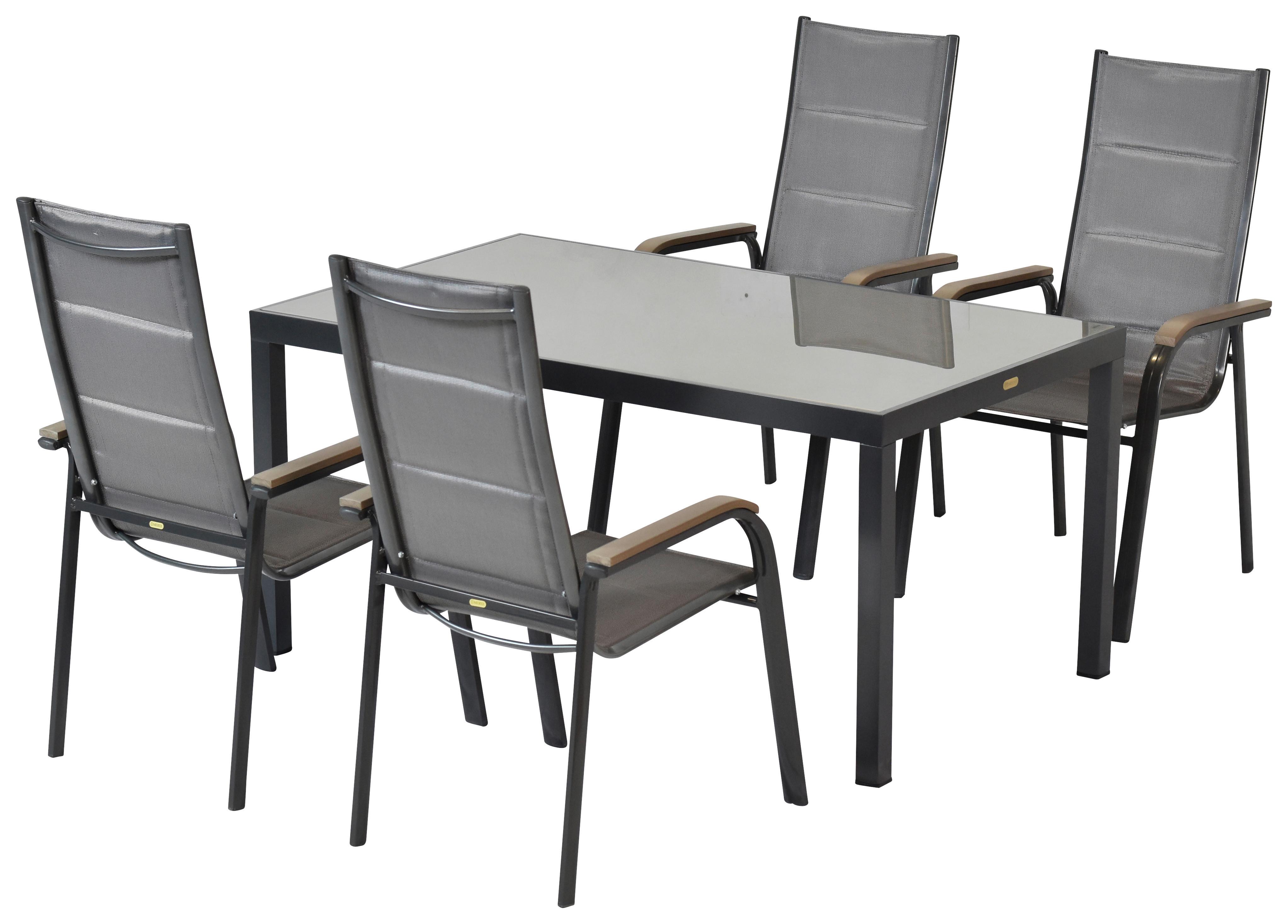 GARTENSET TRIVERO - Graphitfarben/Braun, MODERN, Textil/Metall - Gardenson