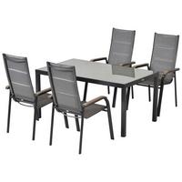 GARTENSET TRIVERO - Graphitfarben/Braun, MODERN, Textil/Metall - Gardenson