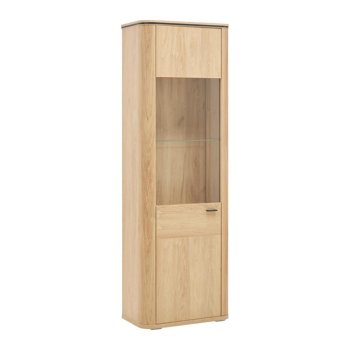 Vitrine Lagos Eichefarben - Eichefarben/Anthrazit, Modern, Glas/Holzwerkstoff (69,2/209,5/37,5cm) - Premium Living