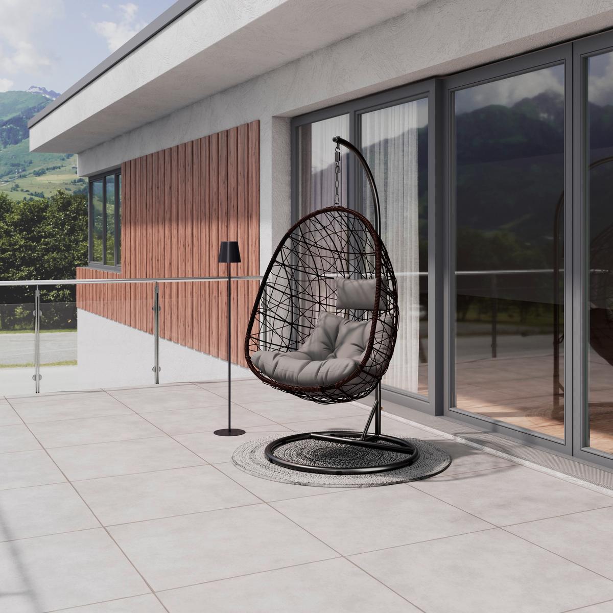 Viseća Fotelja Kreta - svijetlo siva/crna, Basics, metal/tekstil (95/195/95cm) - Mömax