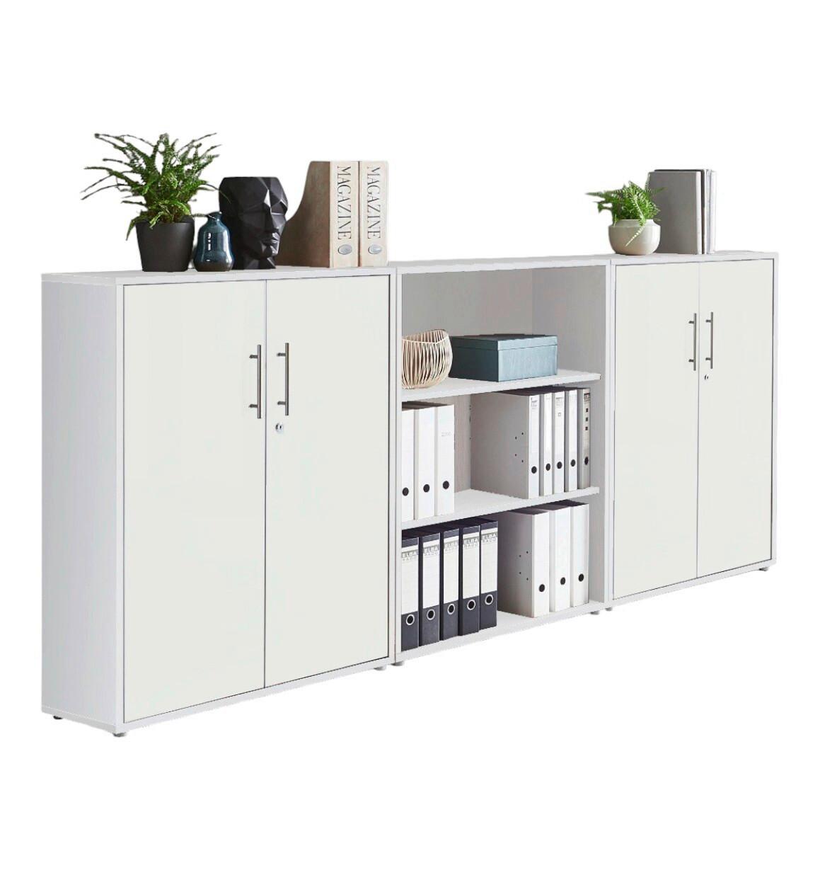 Aktenschrank Office Edition Sw Set 9 Weiß - Weiß, MODERN, Holzwerkstoff (253,2/113,6/33cm) - MID.YOU