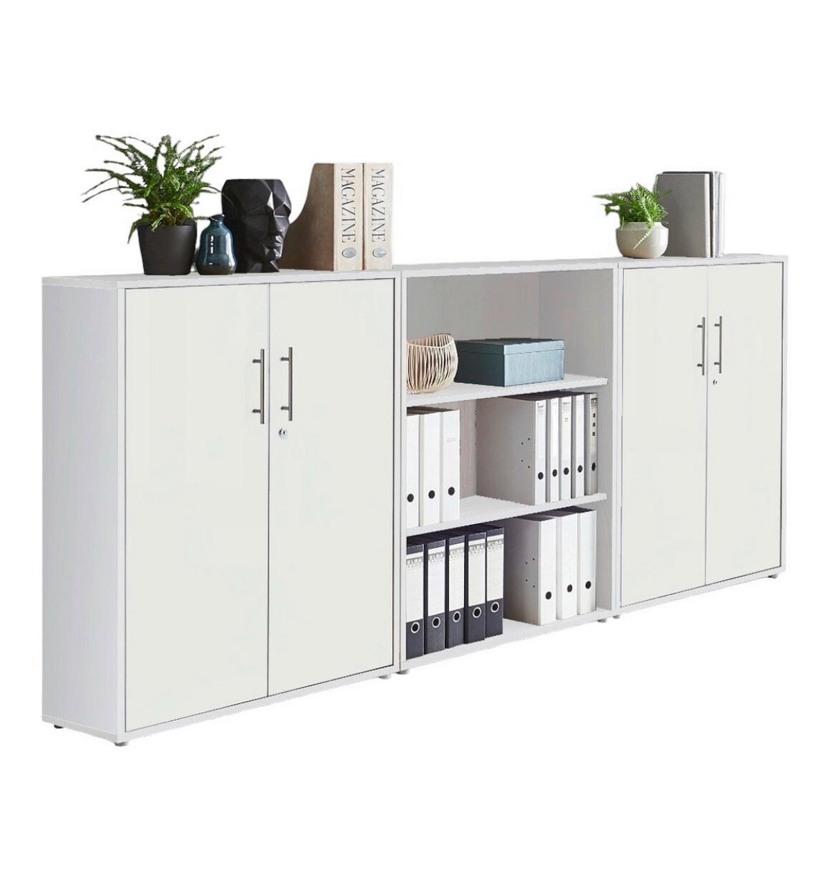 Aktenschrank Office Edition Sw Set 9 Weiß - Weiß, MODERN, Holzwerkstoff (253,2/113,6/33cm) - MID.YOU