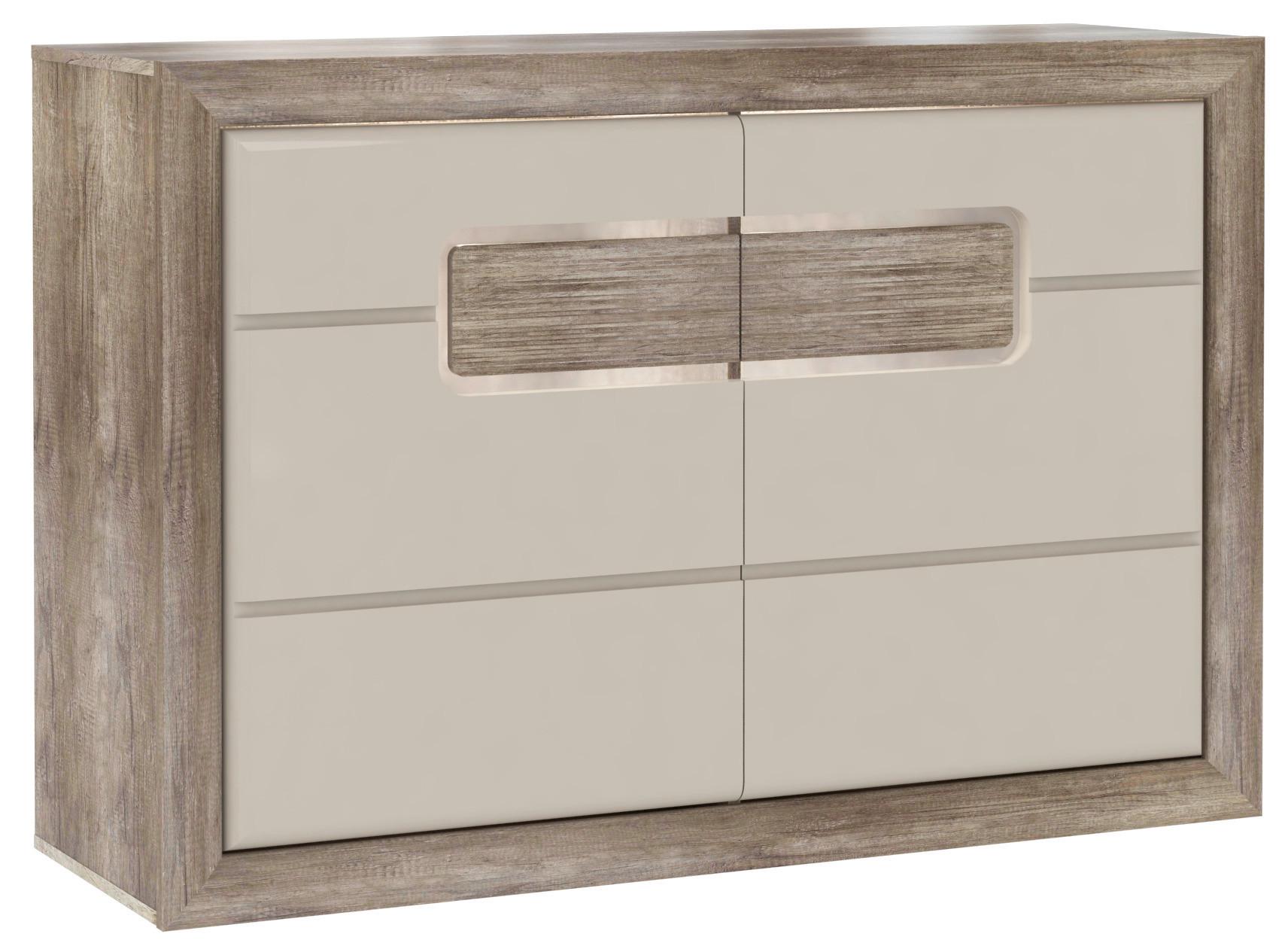 Komoda Tiziano - siva/boje hrasta, Moderno, staklo/drvni materijal (133,8/91,4/43,5cm) - Modern Living