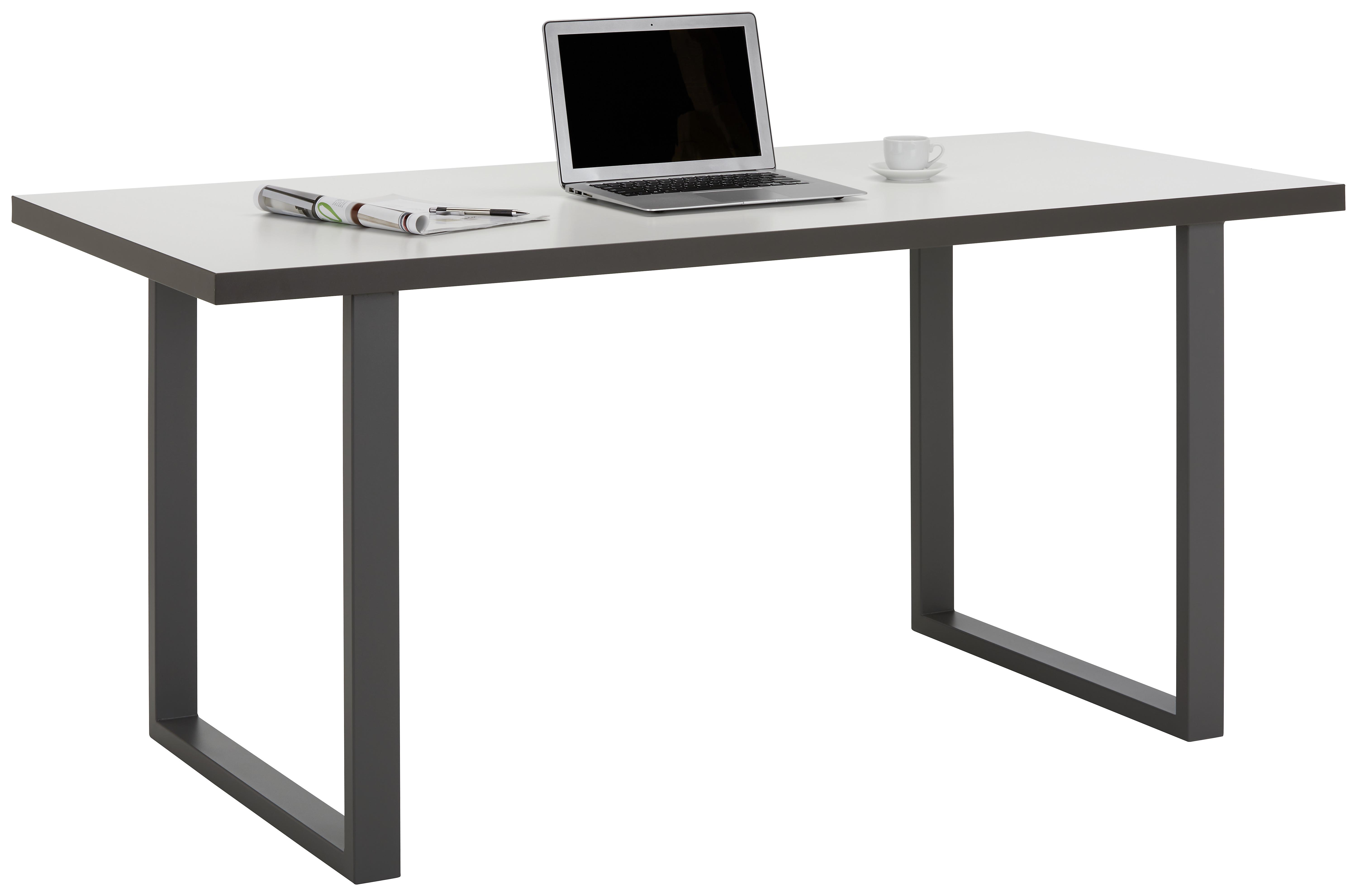 Schreibtisch in Grau/Weiß - Weiß/Grau, MODERN, Holzwerkstoff/Metall (160/74,1/75cm) - Modern Living