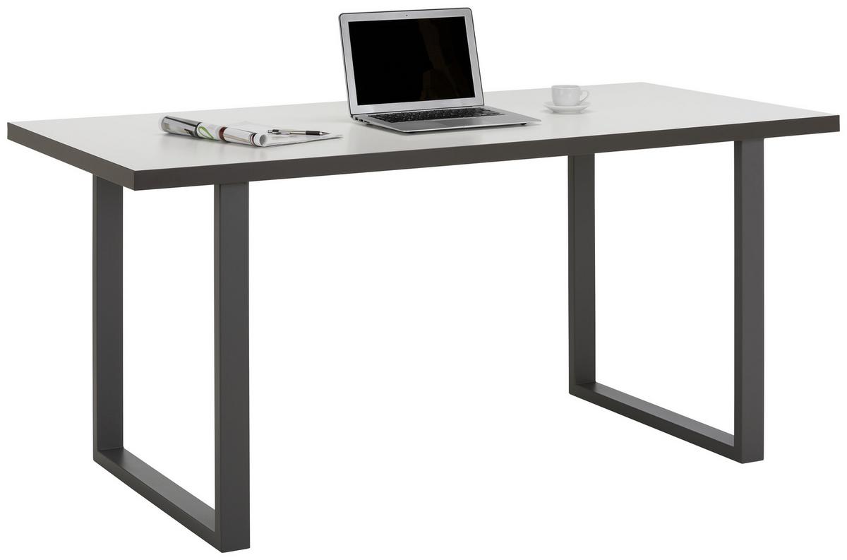 Schreibtisch in Grau/Weiss - Weiss/Grau, Modern, Holzwerkstoff/Metall (160/74,1/75cm) - Mömax