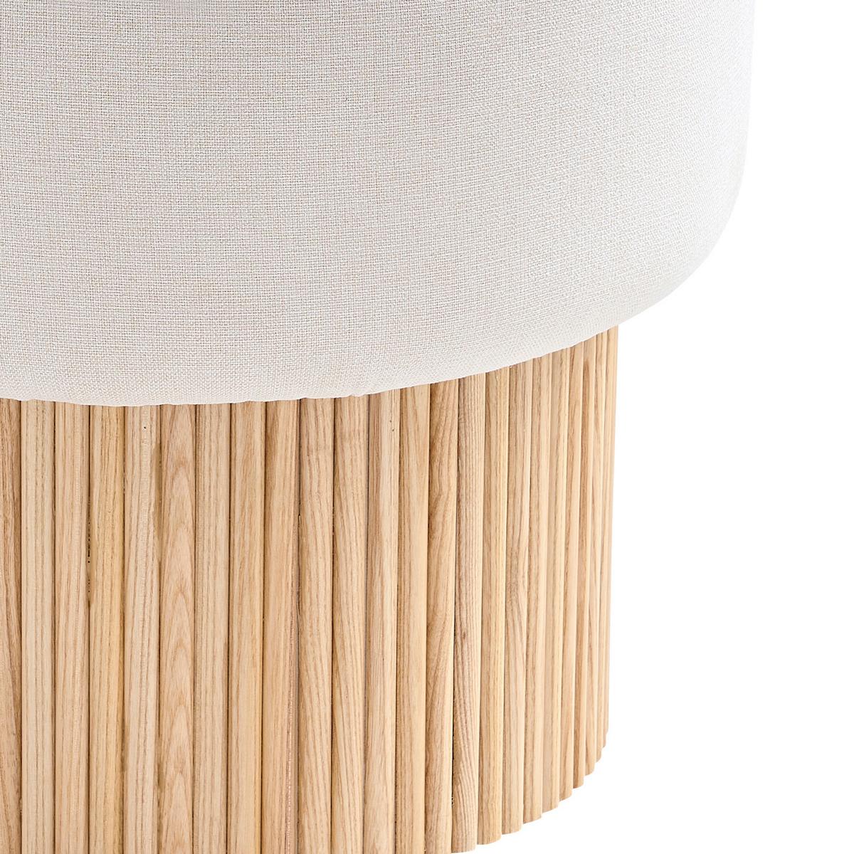 Tabure Japandi, Bela, Pravi Les - bela/naravne barve, Moderno, tekstil/leseni material (50/43/50cm) - Livetastic