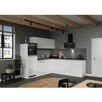 Eckküche Monza mit Geräten ca. 240x240 cm Weiß/Grau - Weiß Hochglanz/Weiß, LIFESTYLE, Holzwerkstoff (240/240cm) - Held