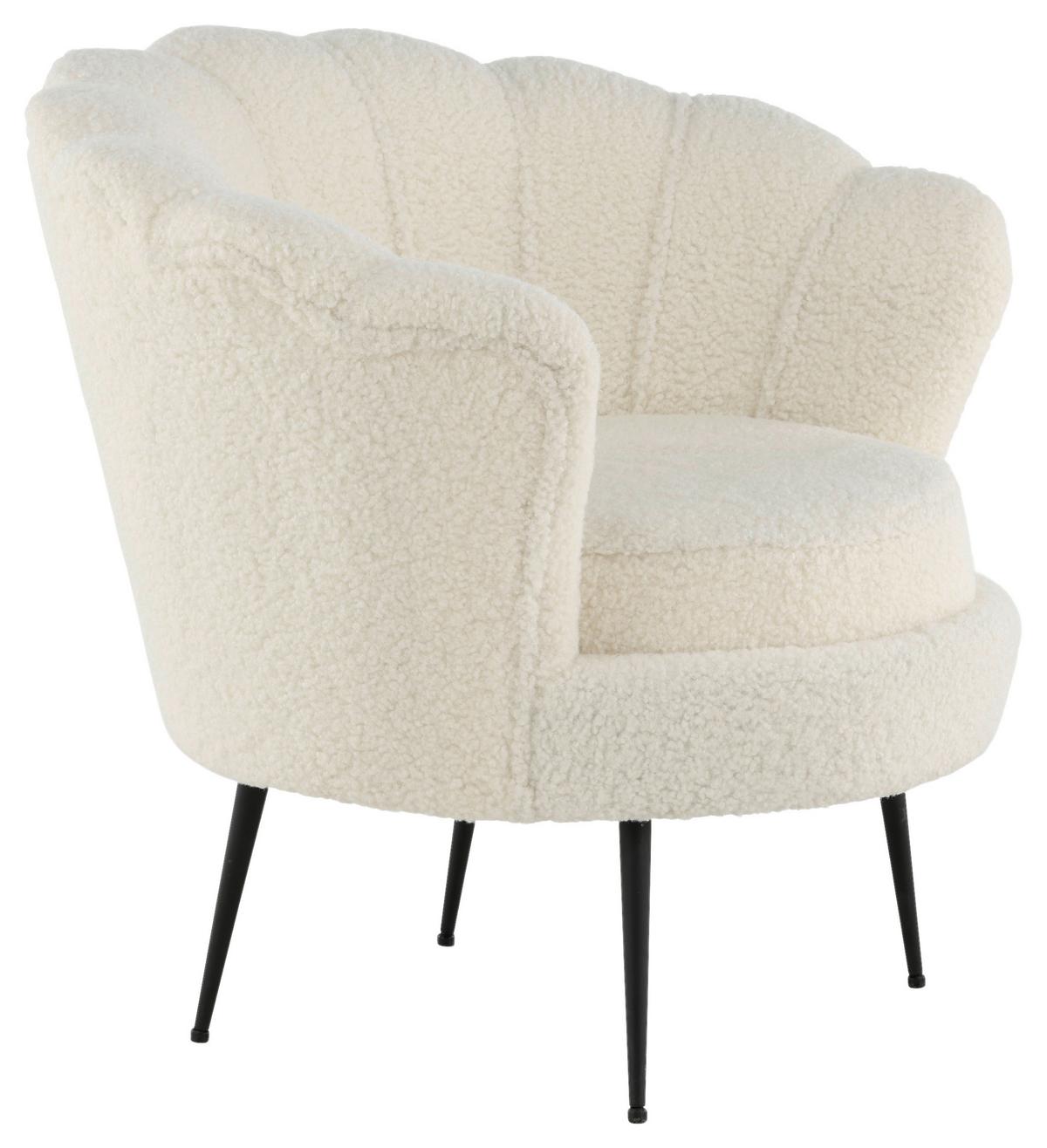Sessel Calais Teddystoff ca. 83x76 cm Weiß - Schwarz/Weiß, Design, Textil/Metall (83/76/77cm) - Livetastic