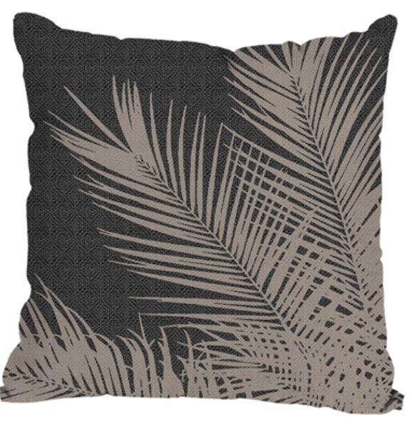 Outdoor-Kissen Palmblatt in Schwarz/Beige ca. 45x45cm - Beige/Schwarz, Konventionell, Textil (45/45cm) - Modern Living