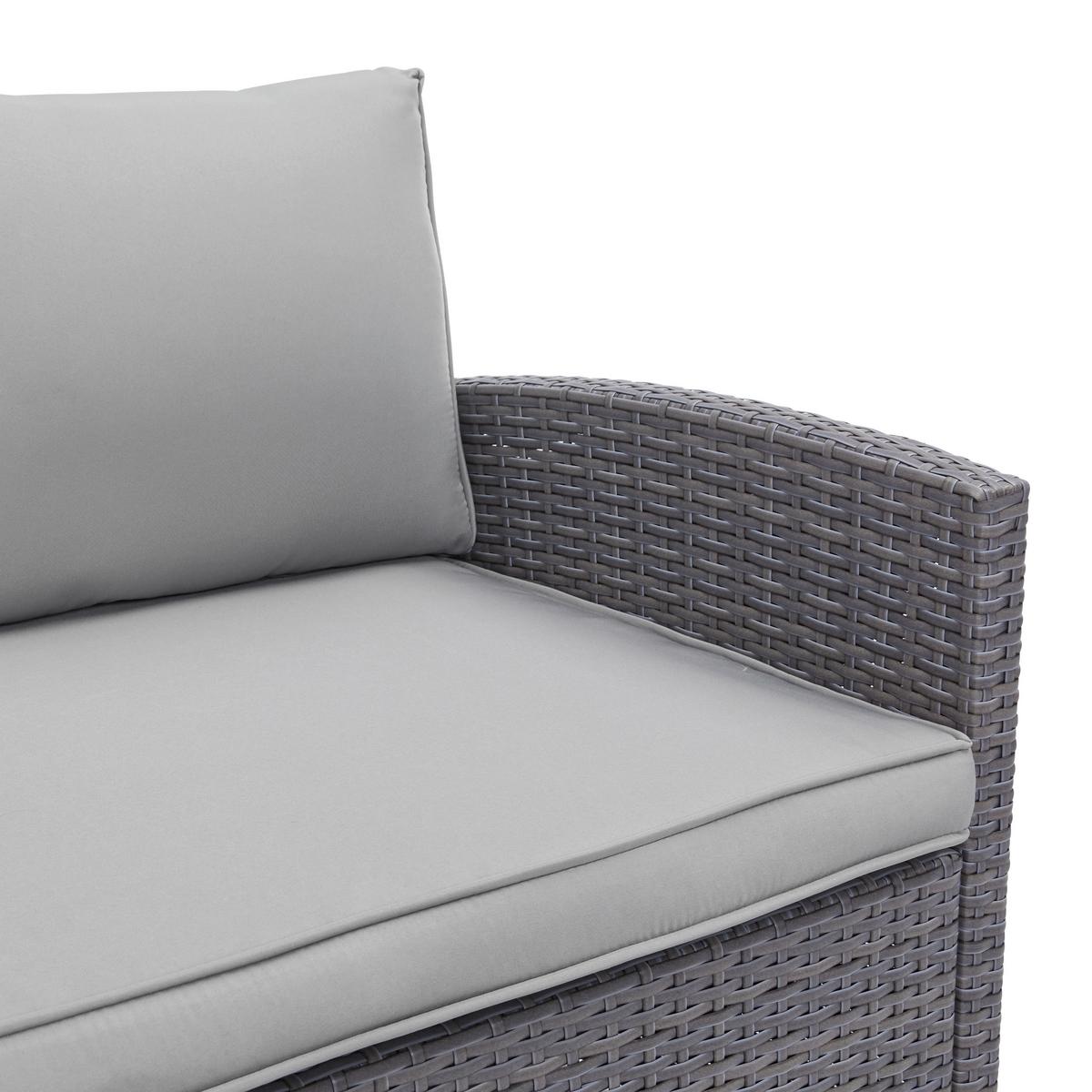 Loungegarnitur-Set Marrakesch 2 Grau aus Kunststoffgeflecht - Hellgrau/Schwarz, Modern, Glas/Kunststoff (240/70/181cm) - Mömax