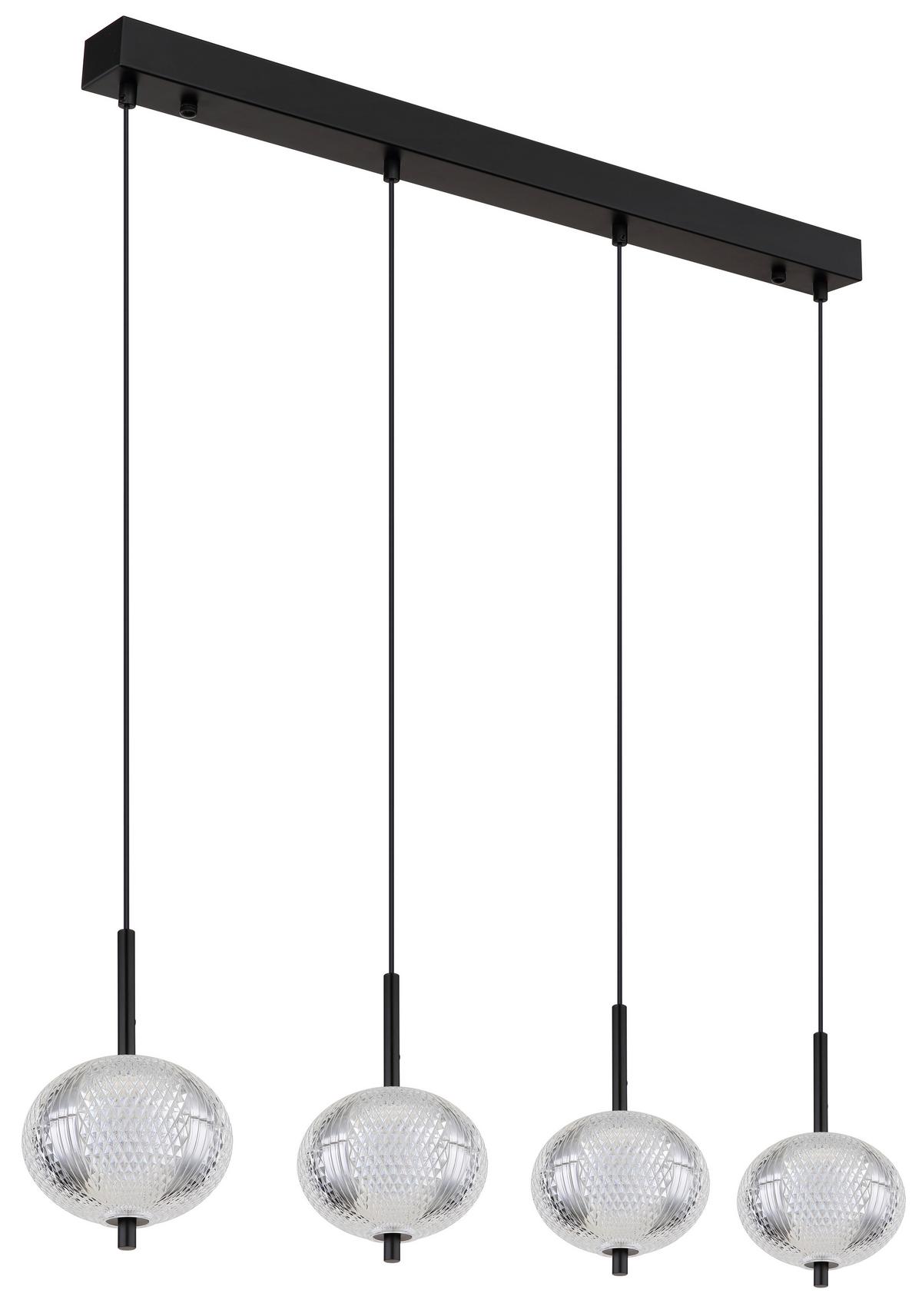 LED-Hängeleuchte Aida Klar/Schwarz max. 23 Watt - Klar/Schwarz, KONVENTIONELL, Kunststoff/Metall (85/15/120cm) - Globo