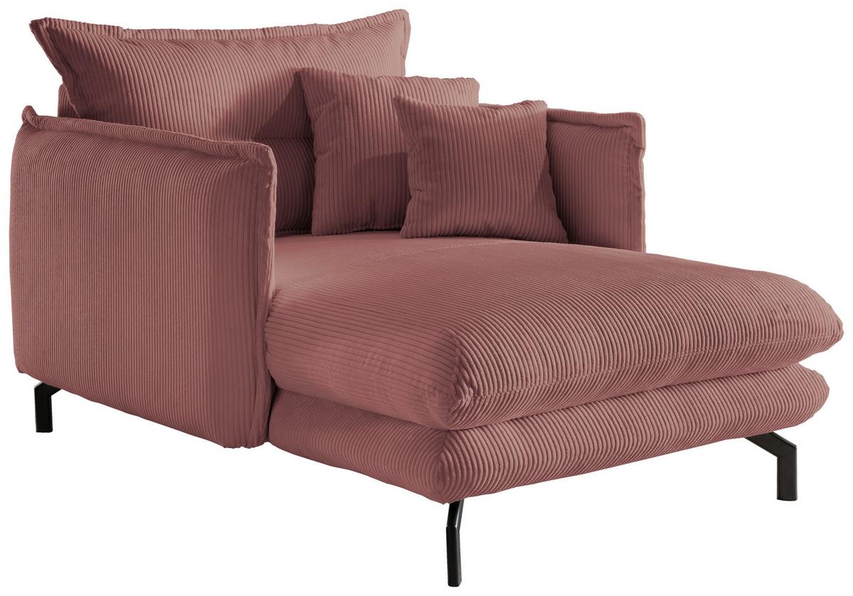 Wohnlandschaft Lava Rot Cord - Rot/Schwarz, MODERN, Textil/Metall (111/101/167cm) - Livetastic