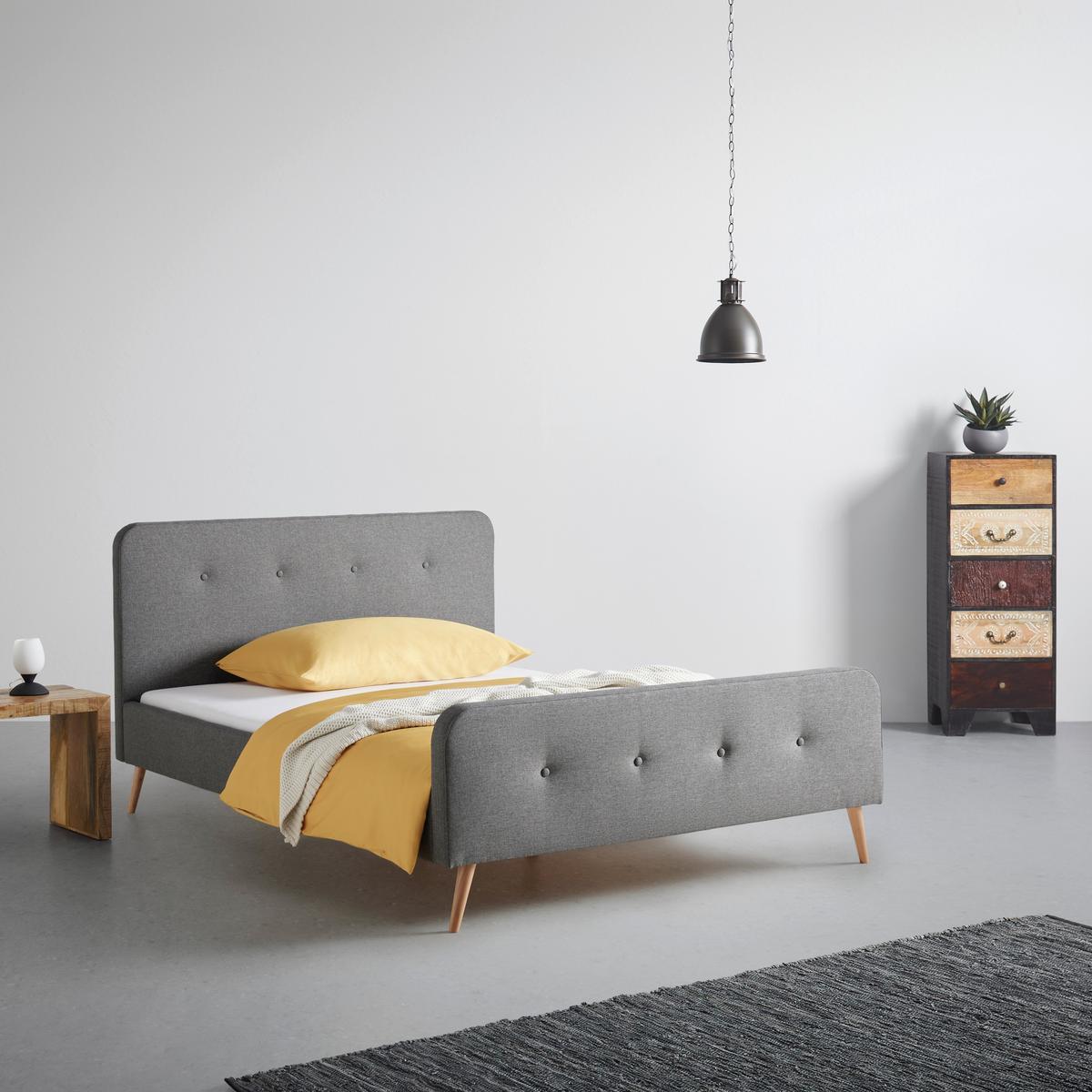 Polsterbett Barleta Dunkelgrau ca. 120x200cm - Dunkelgrau/Naturfarben, MODERN, Holz/Textil (120/200cm) - Mömax