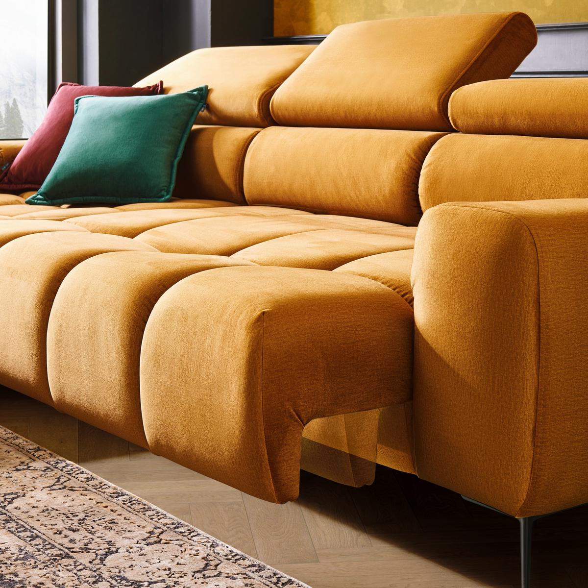 Kutna Garnitura Imperia - curry žuta/crna, Design, tekstil/metal (216/300cm) - Modern Living