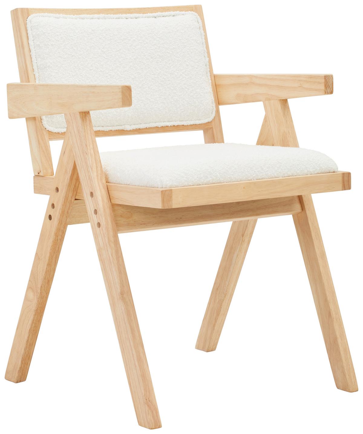 KRZESŁO Z PODŁOKIETNIKAMI NAPOLI - kolor naturalny/biały, Modern, drewno/tkanina (51/79/54cm) - Livetastic