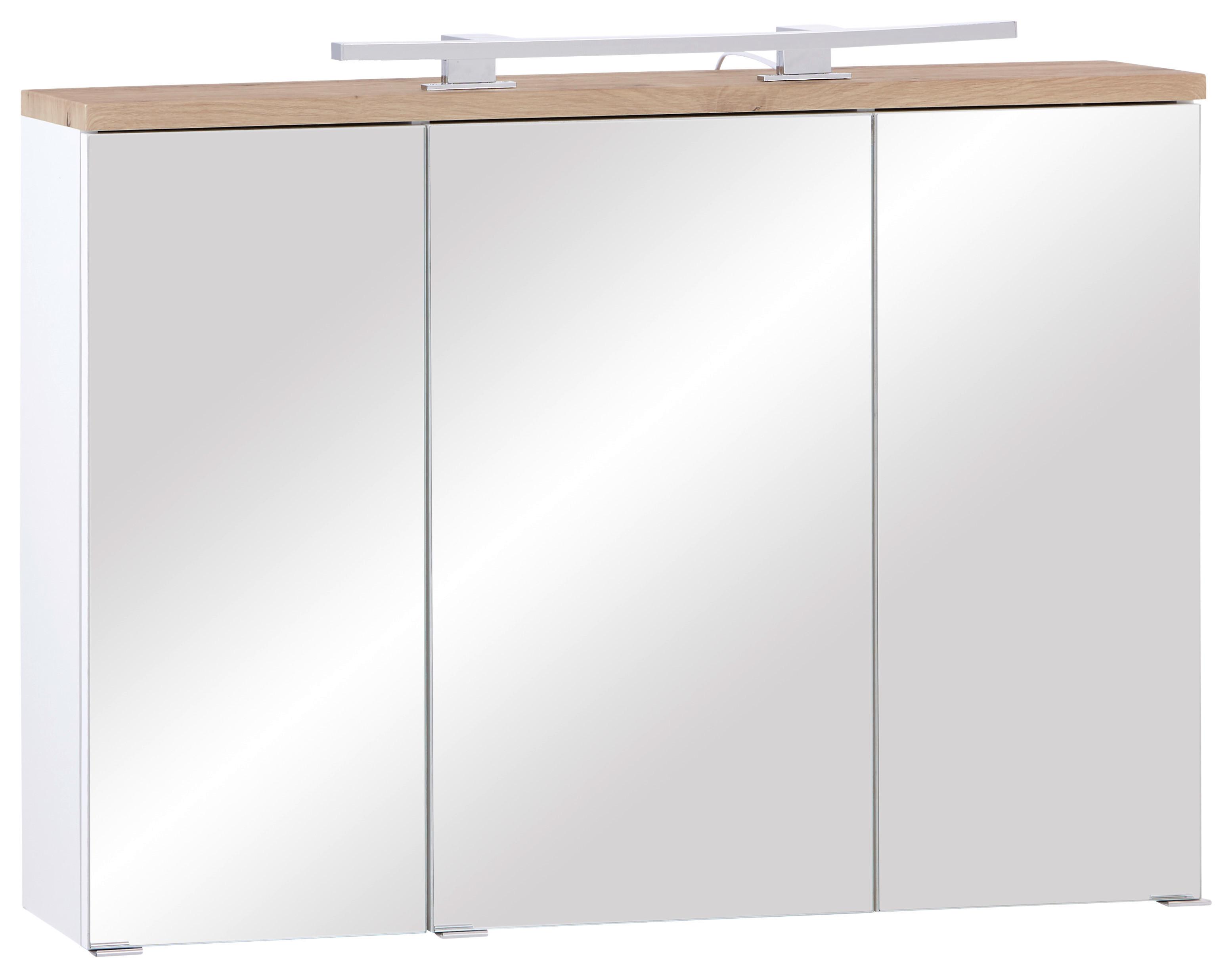Omara Z Ogledalom Marbella, Bela, Hrast - barve kroma/bela, Moderno, kovina/steklo (100/70/20cm) - Mömax