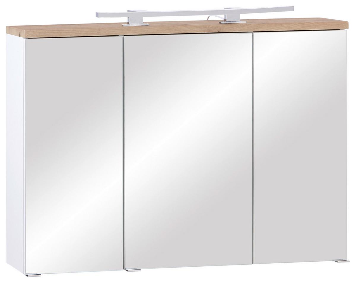 Omara Z Ogledalom Marbella, Bela, Hrast - barve kroma/bela, Moderno, kovina/steklo (100/70/20cm) - Mömax
