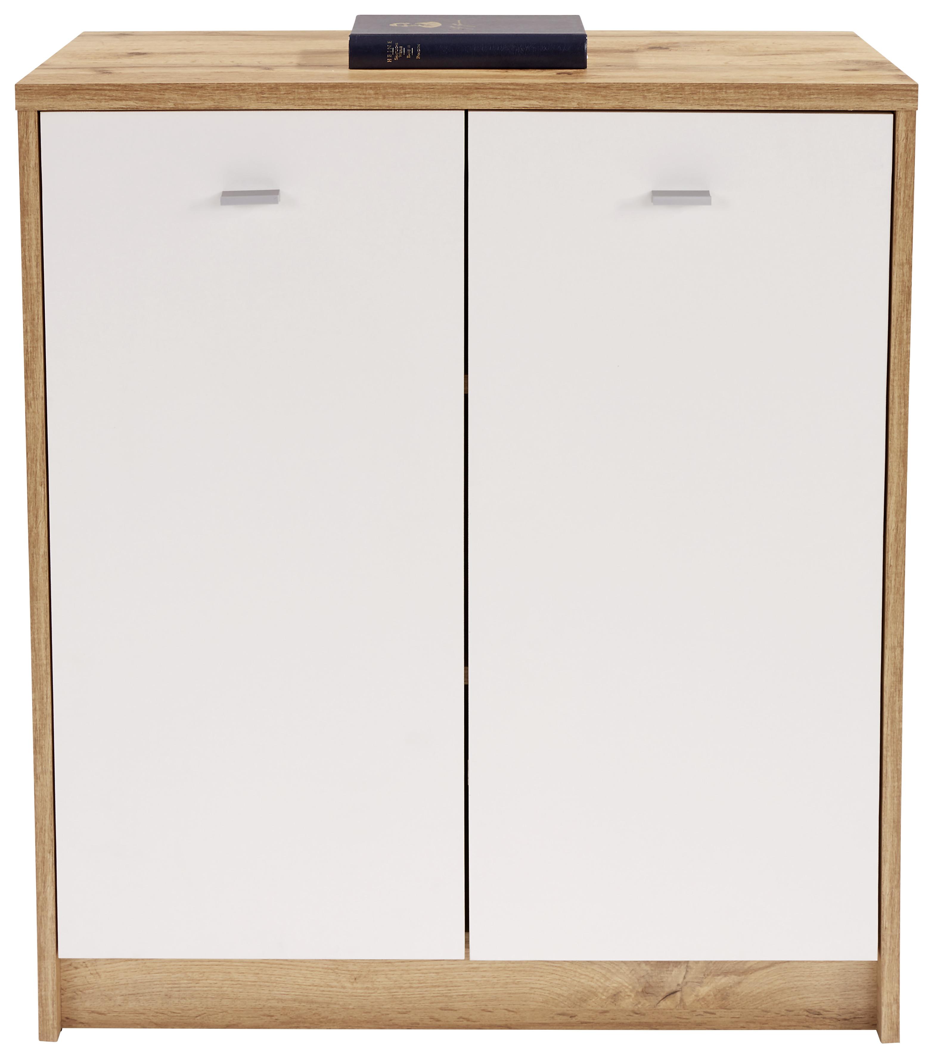 KOMODA 4-YOU NEW YUK03 - chromowy/biały, Modern, materiał drewnopochodny/tworzywo sztuczne (74/85,4/34,6cm)