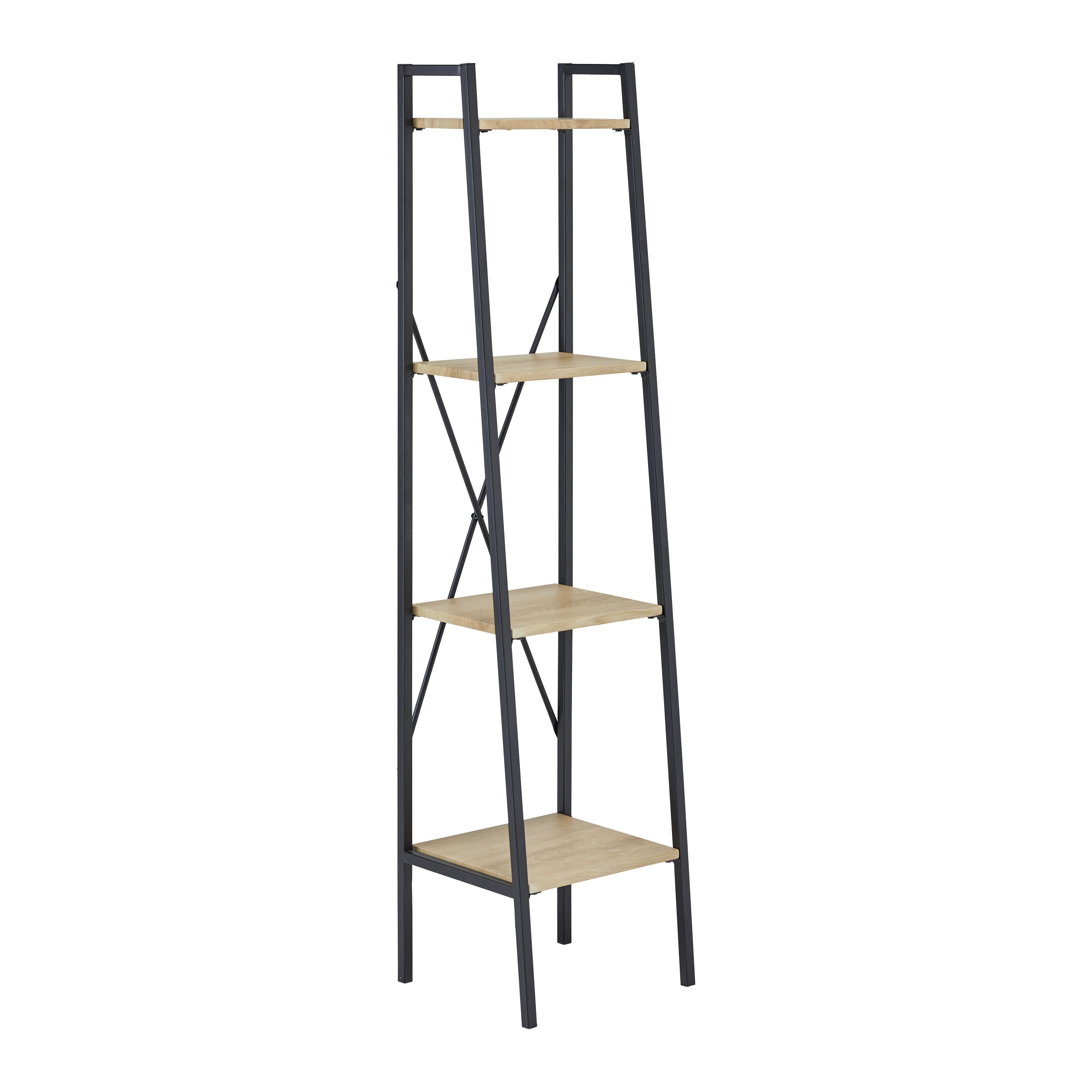 Standregal "Giorgia" aus Metall/Holz - Schwarz/Naturfarben, MODERN, Holz/Metall (34/148/32cm) - Bessagi Home
