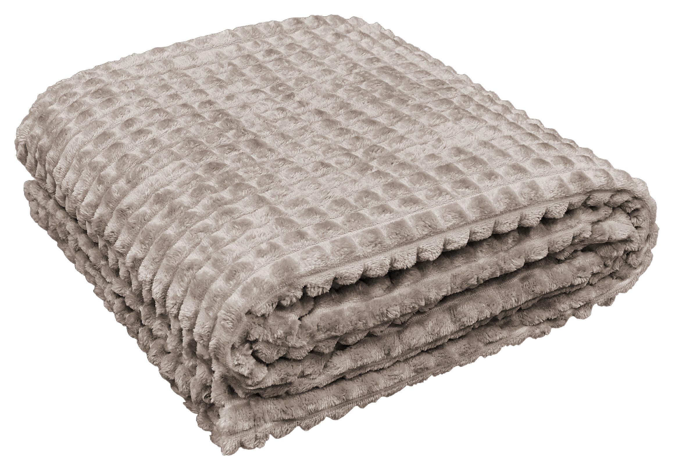 Kuscheldecke Checks Beige ca. 140x190cm - Beige, Textil (140/190cm)