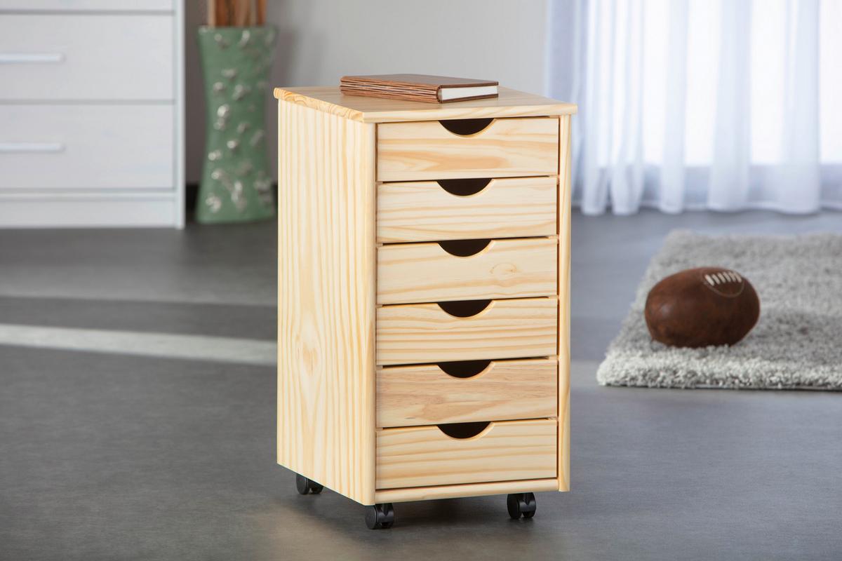 Rollcontainer Nils ca. 35x66x39 cm Kieferfarben - Kieferfarben, Basics, Holz/Kunststoff (35/66/39cm) - MID.YOU