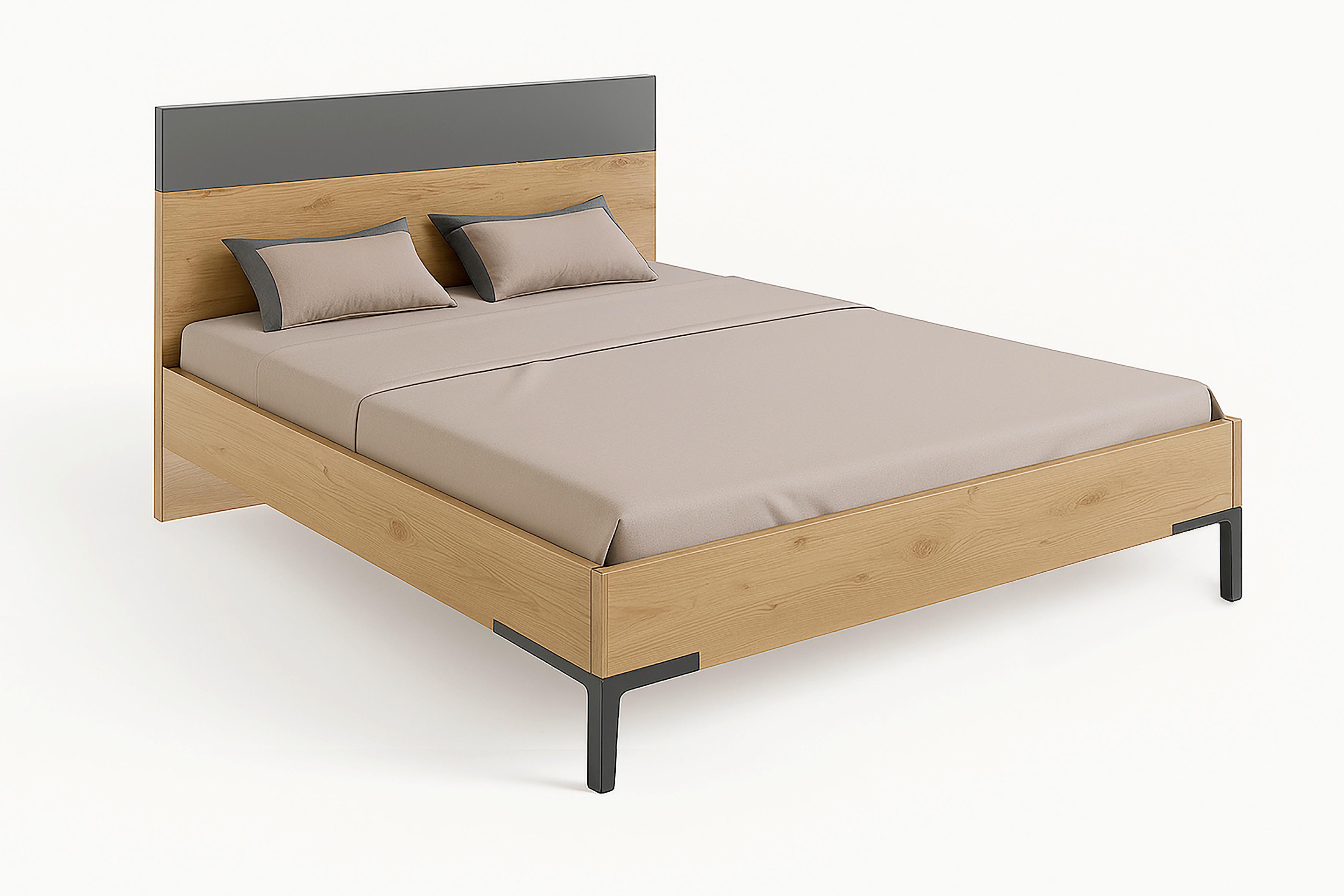 Krevet Sposami - siva visoki sjaj/antracit, Moderno, pločasti materijal (180/200cm) - Premium Living