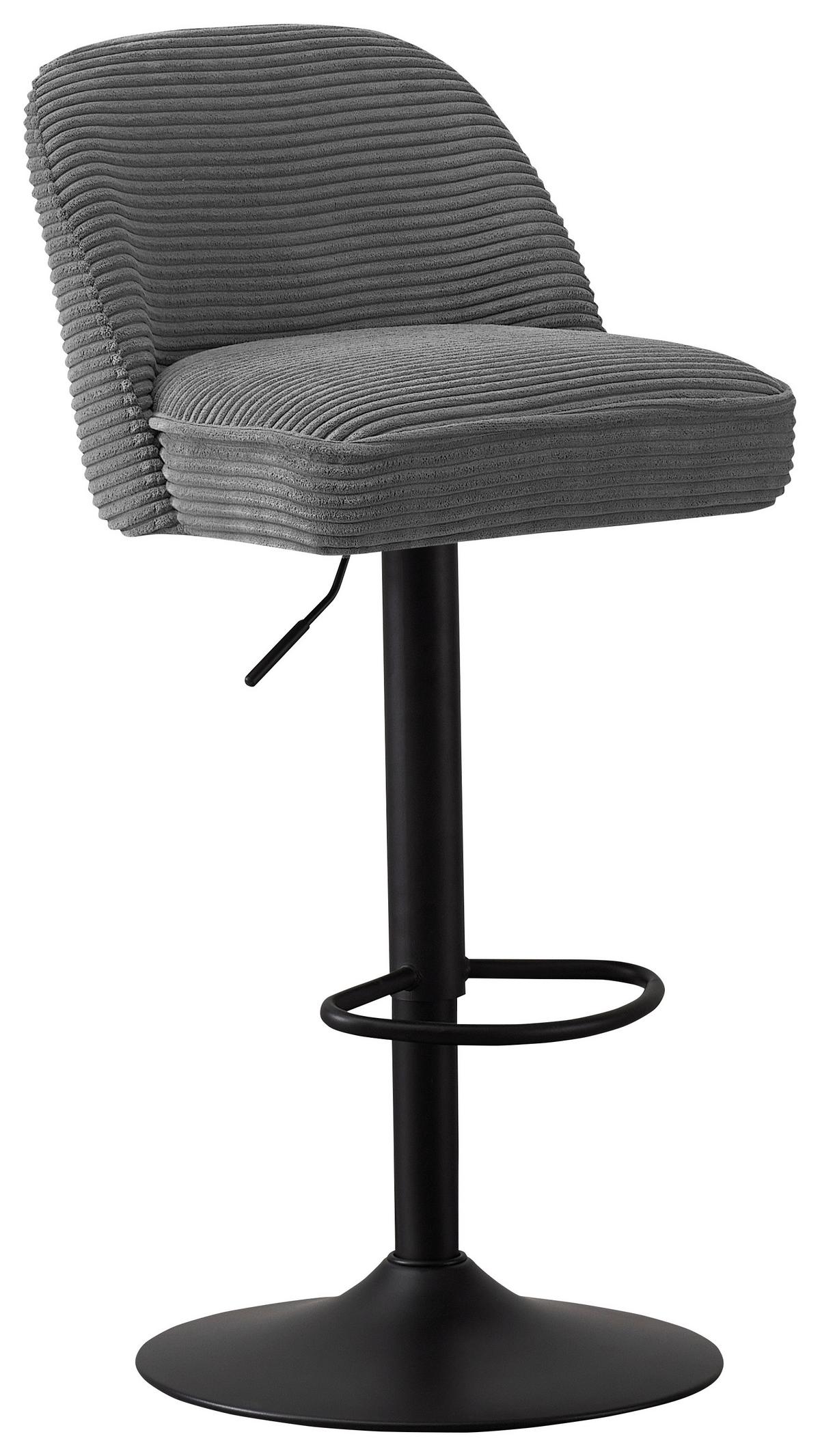 STOŁEK BAROWY JAMES - czarny/ciemnoszary, Design, metal/tkanina (46/90-112/50cm) - Xora