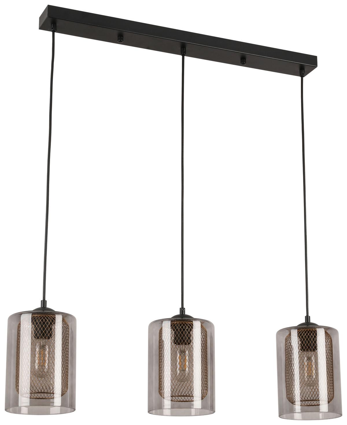 Hängeleuchte Jirmi max. 25 Watt - Goldfarben/Schwarz, MODERN, Glas/Metall (81/15,5/120cm) - Premium Living