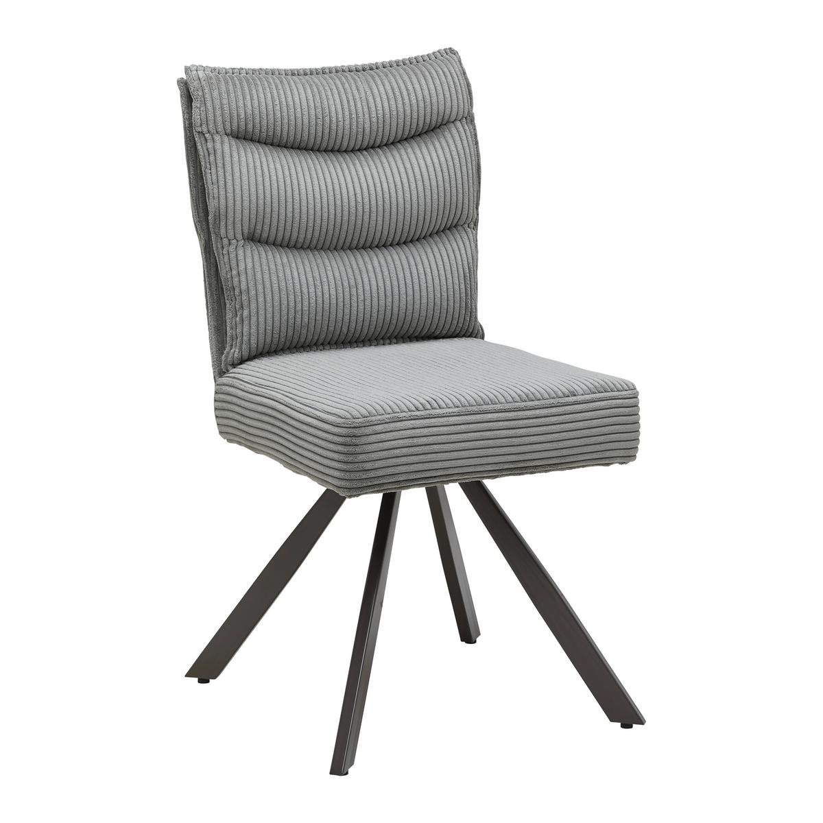 Stol Fina, Siva, Rebrasti Žamet - temno siva/siva, Moderno, kovina/tekstil (49/91/64cm) - Bessagi Home